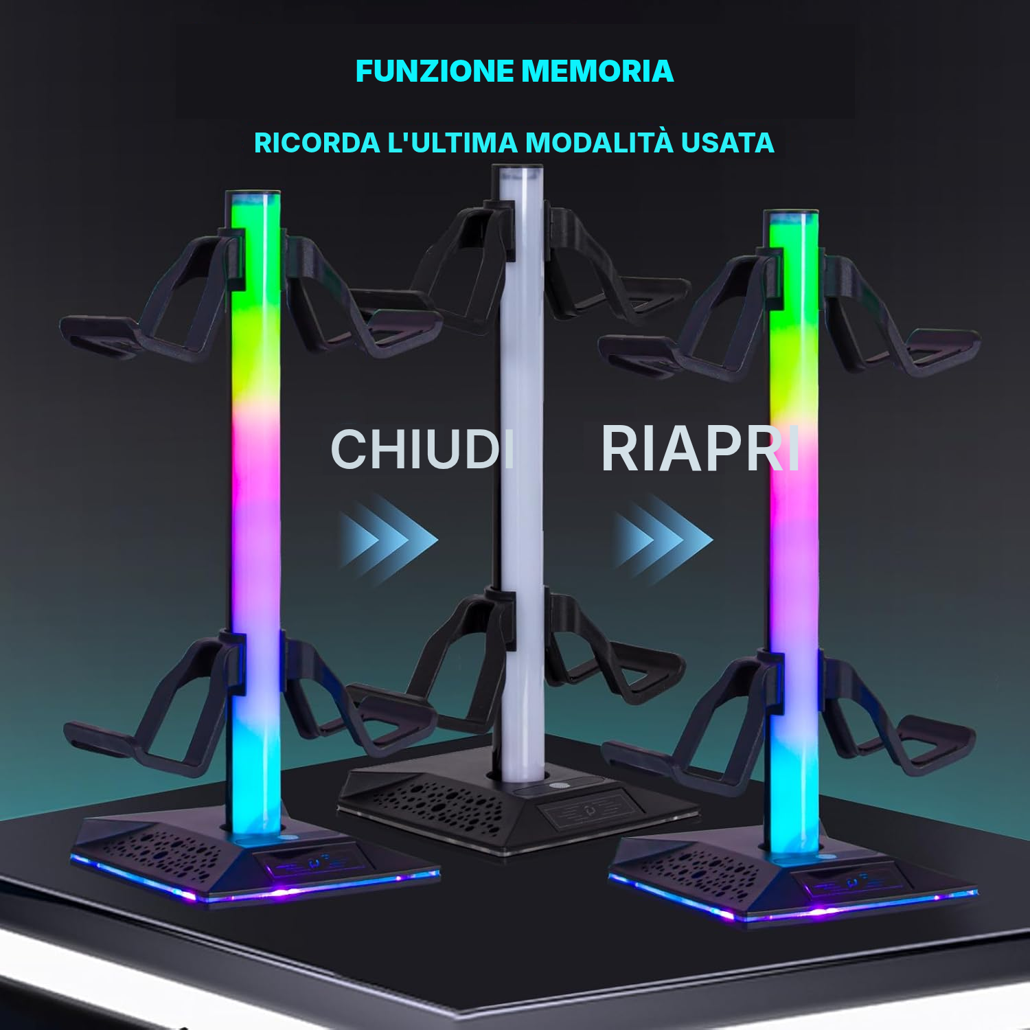 Porta cuffie RGB per gaming organizzato — 5