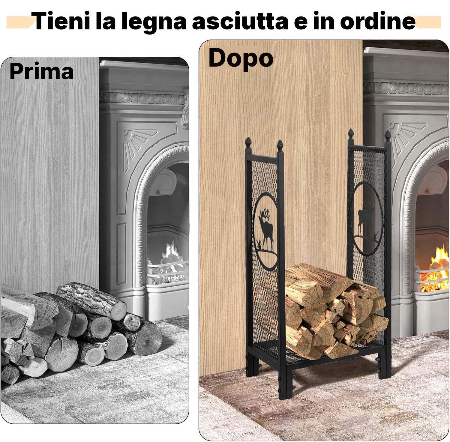 Porta legna interno 80 × 40 × 30 cm — 5