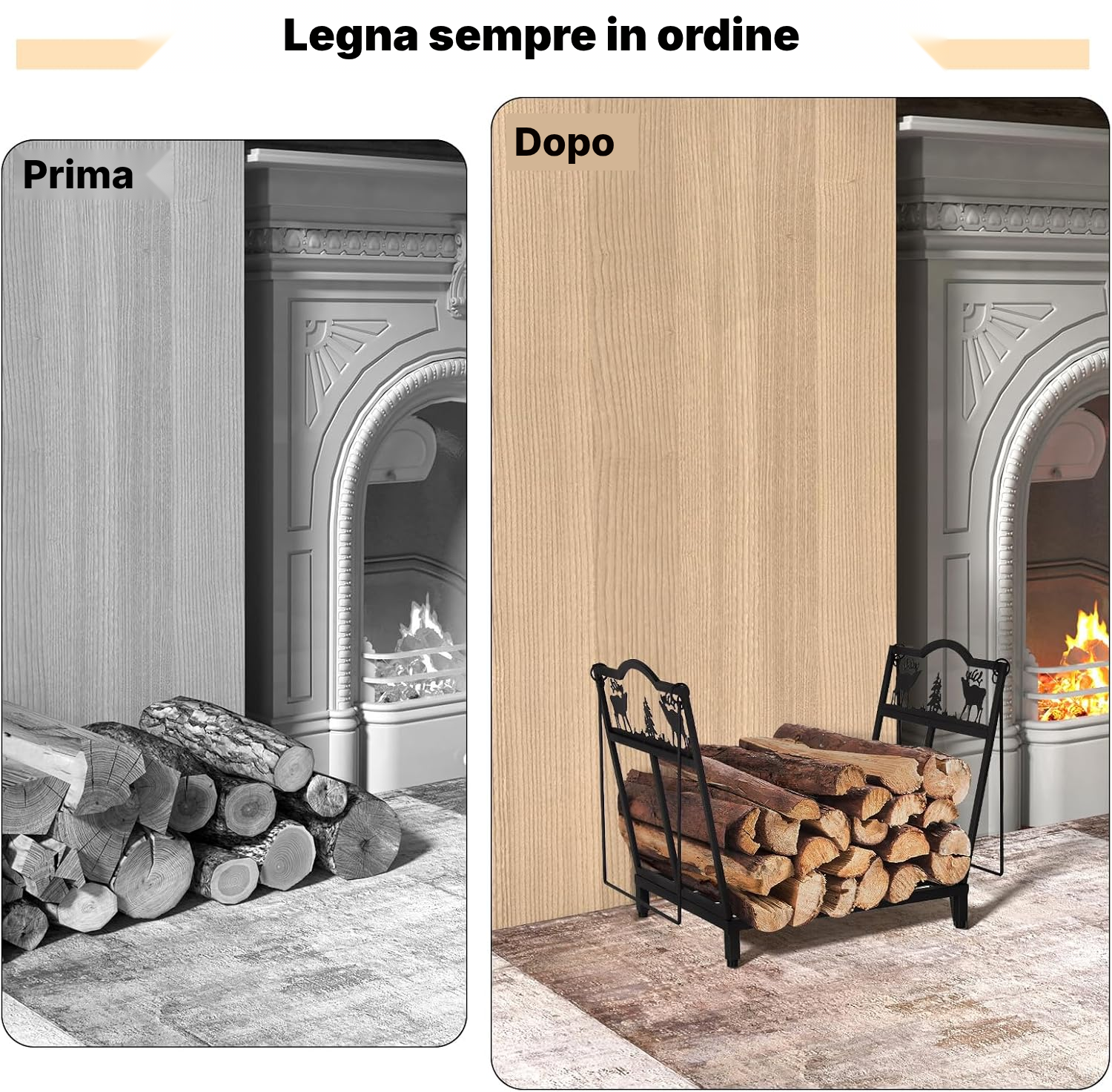 Porta legna pieghevole compatto — 40 × 38 × 32 cm — 5