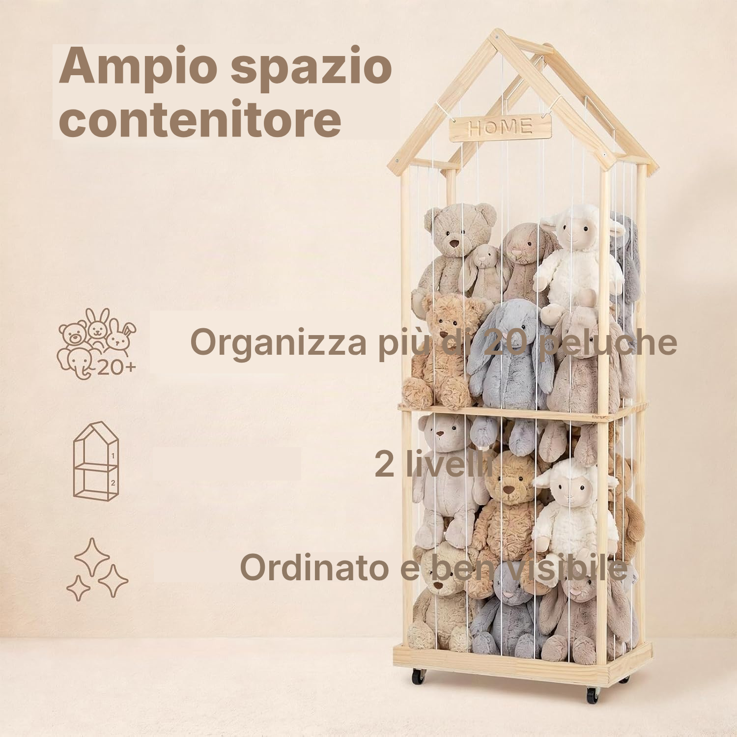 Porta peluche a 2 livelli, 164 cm — 3