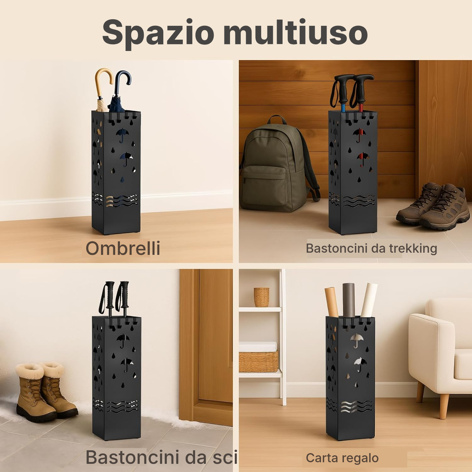 Portaombrelli in metallo con motivo, 49 cm — 6