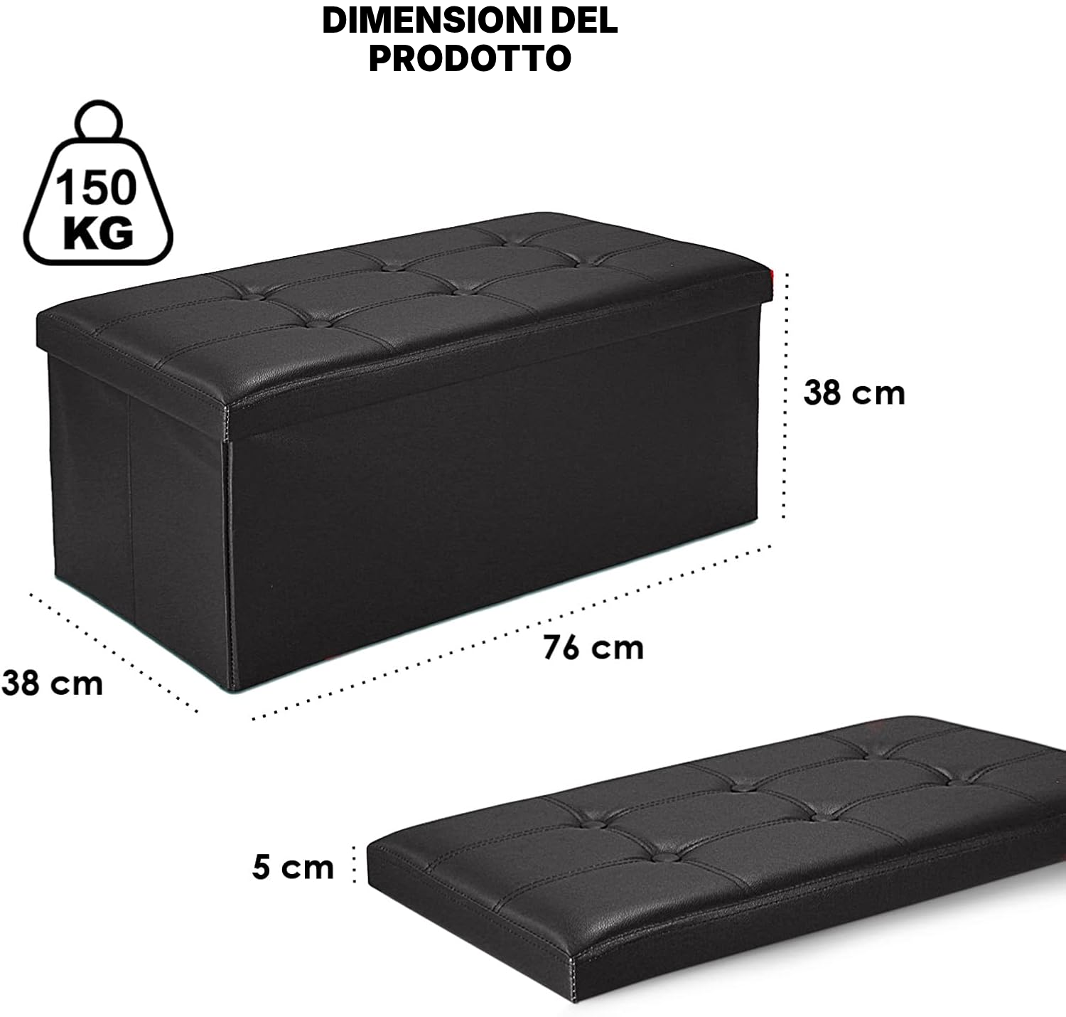 Contenitore pouf nero: ordine e seduta — 2