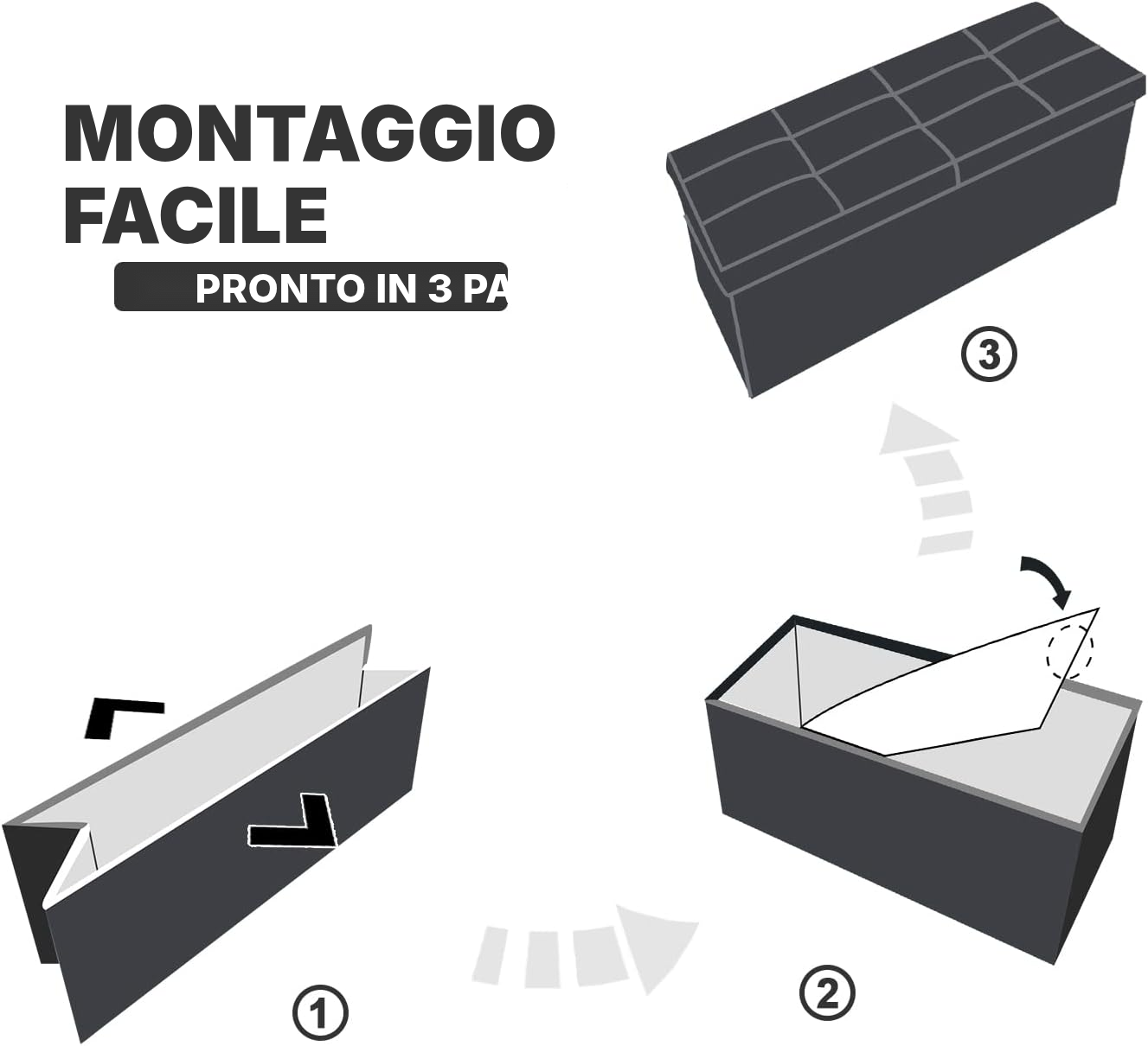 Contenitore pouf nero: ordine e seduta — 3