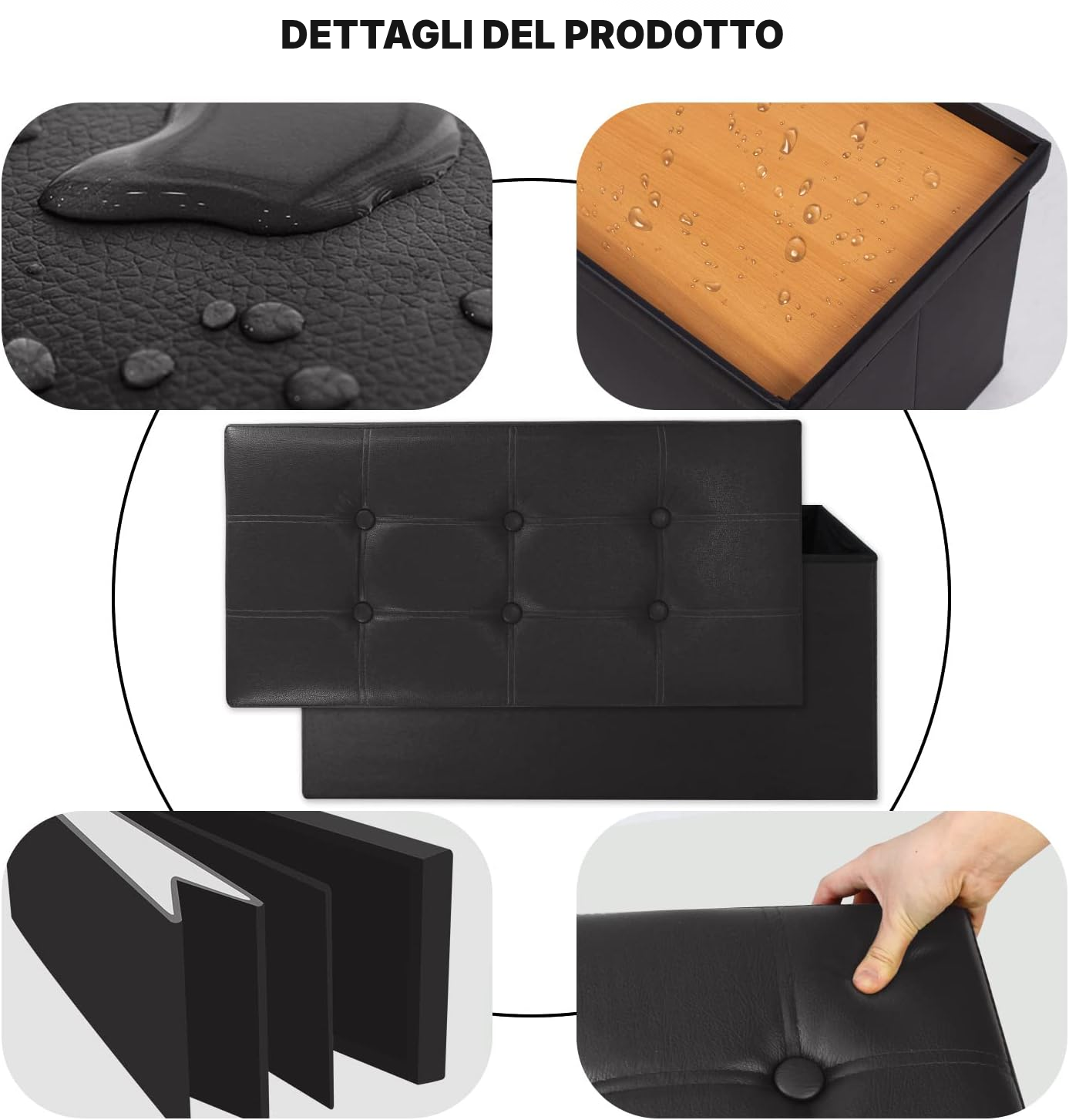 Contenitore pouf nero: ordine e seduta — 6