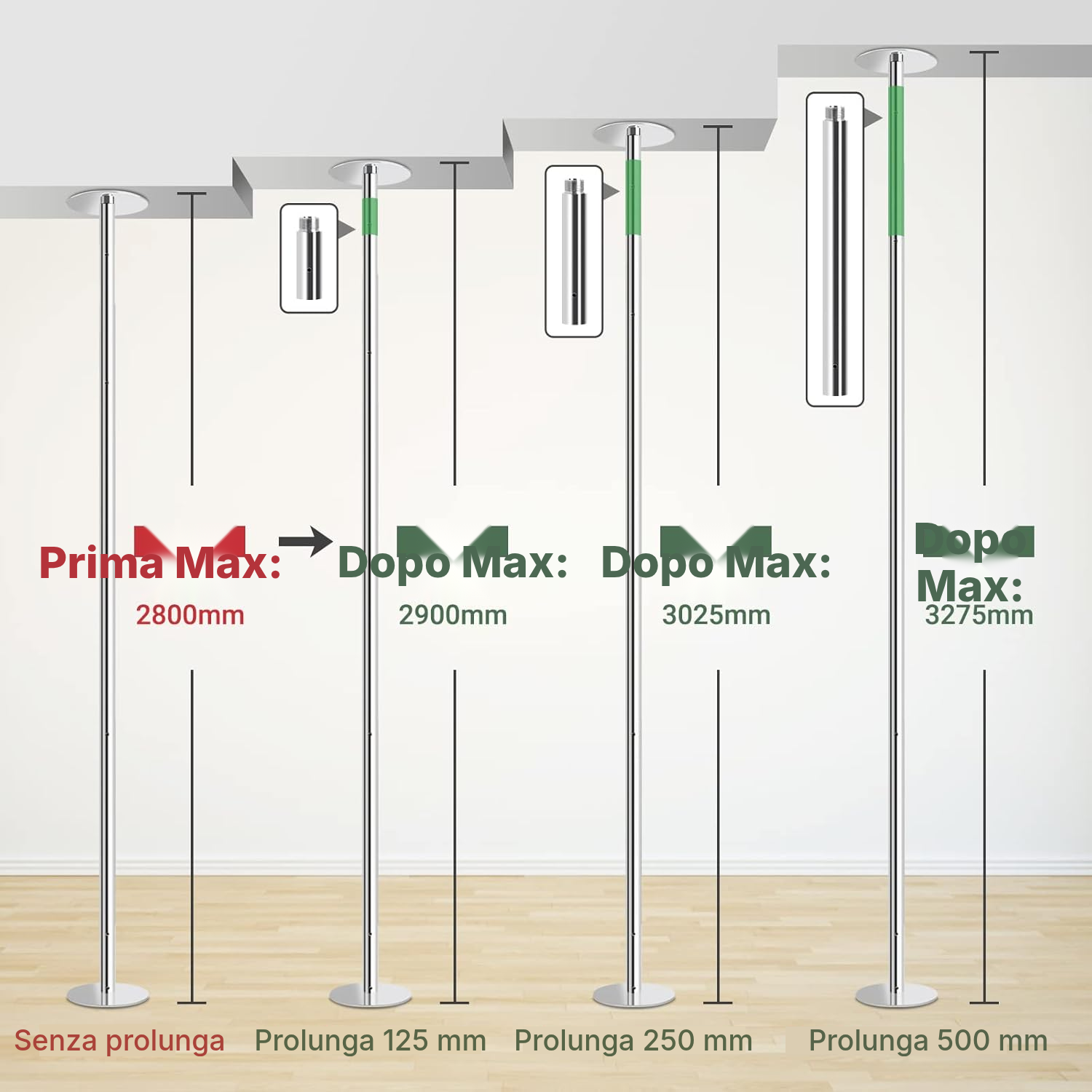 Rallunga per palo pole dance 250 mm — 3