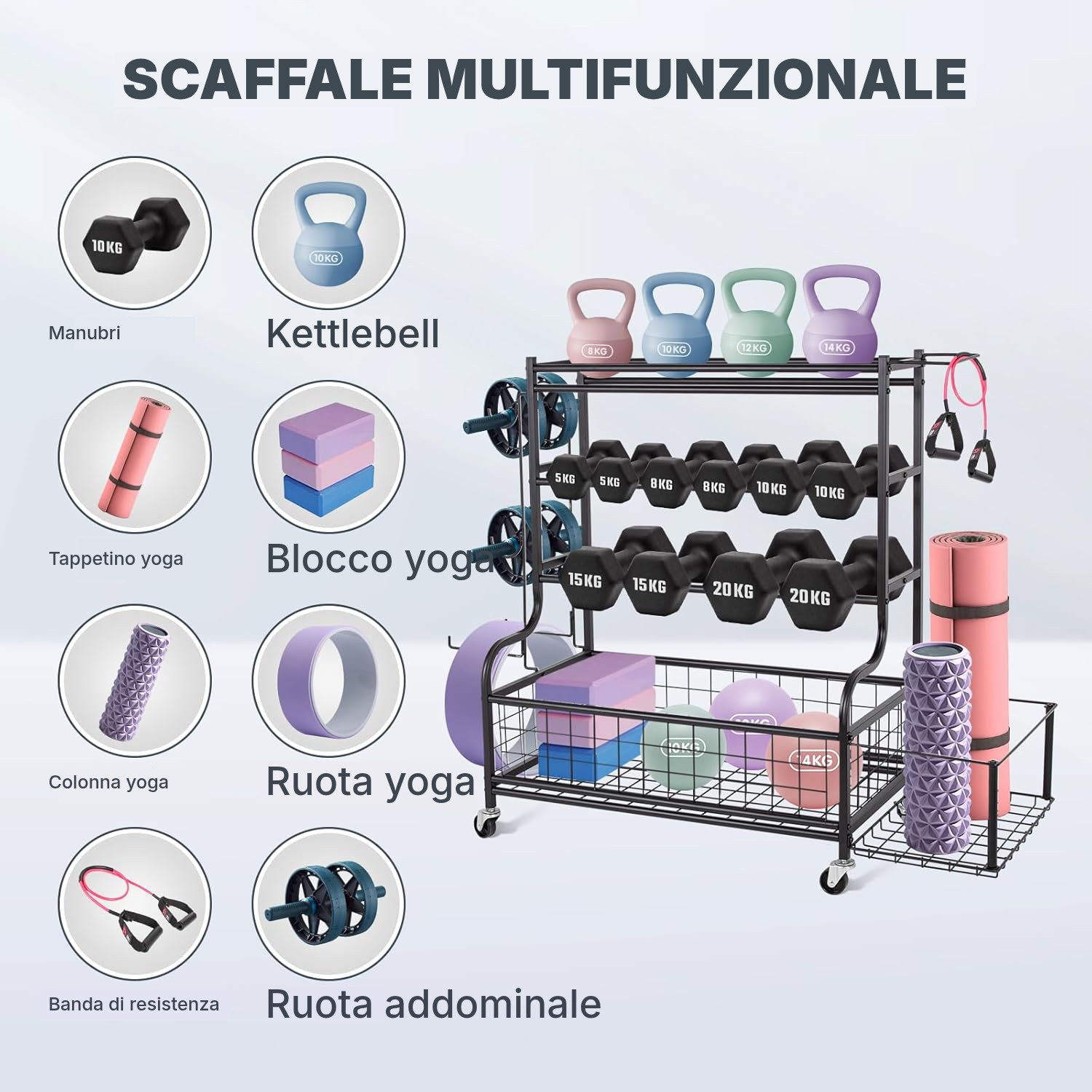 Rastrelliera con manubri: rack nero — 3
