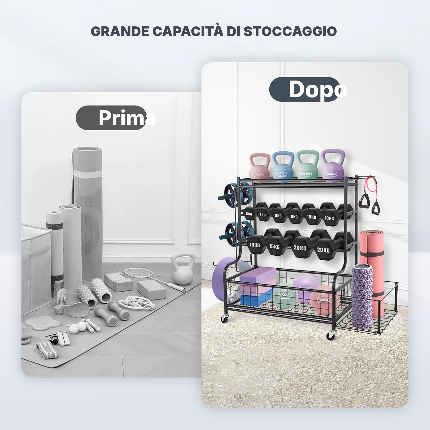 Rastrelliera con manubri: rack nero — 6