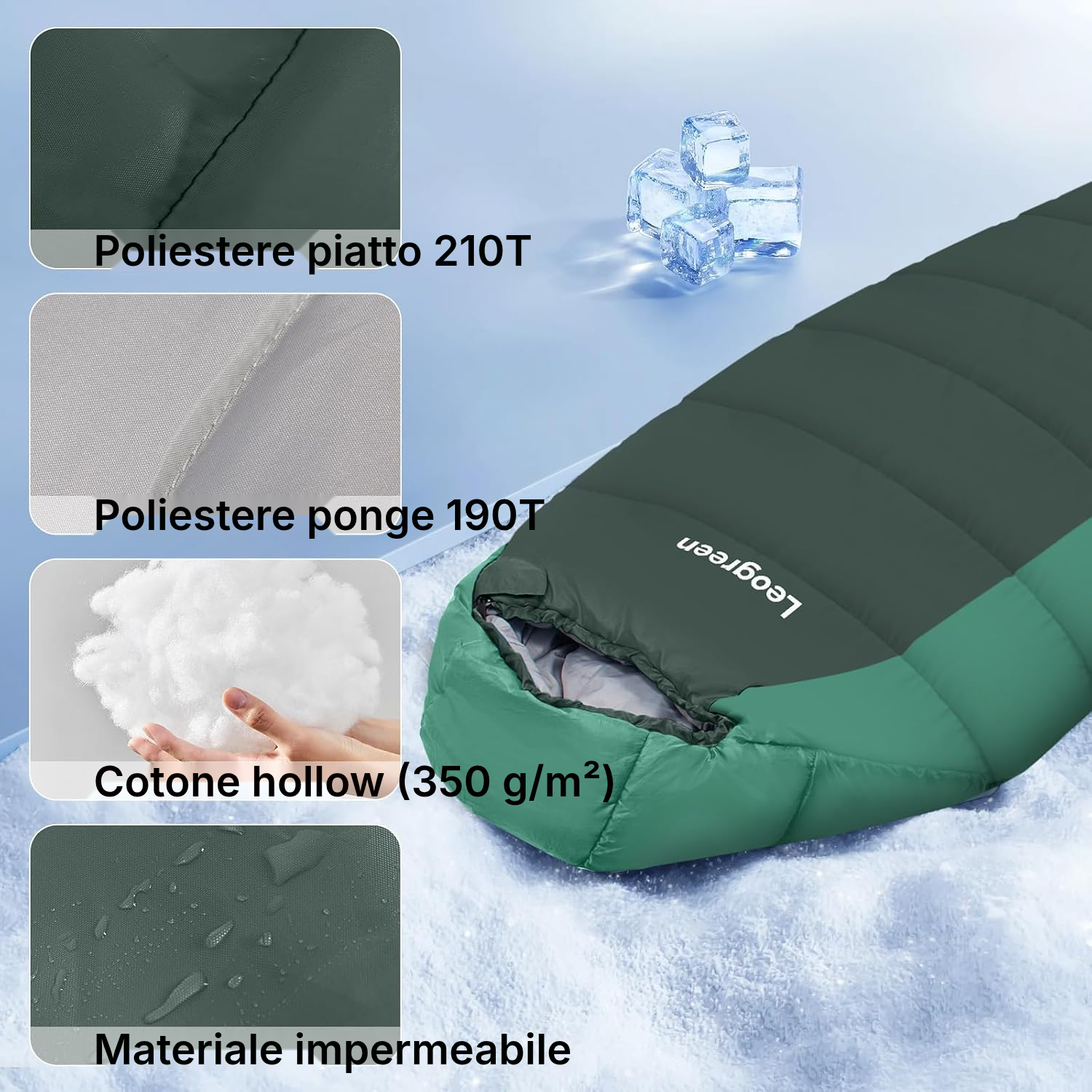 Sacco letto verde 3-4 stagioni — 3