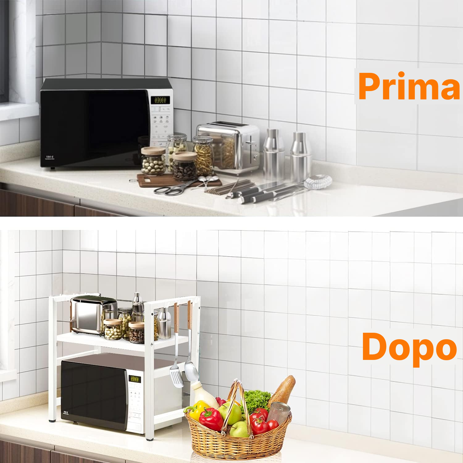 Scaffale per cucina per microonde, bianco — 4