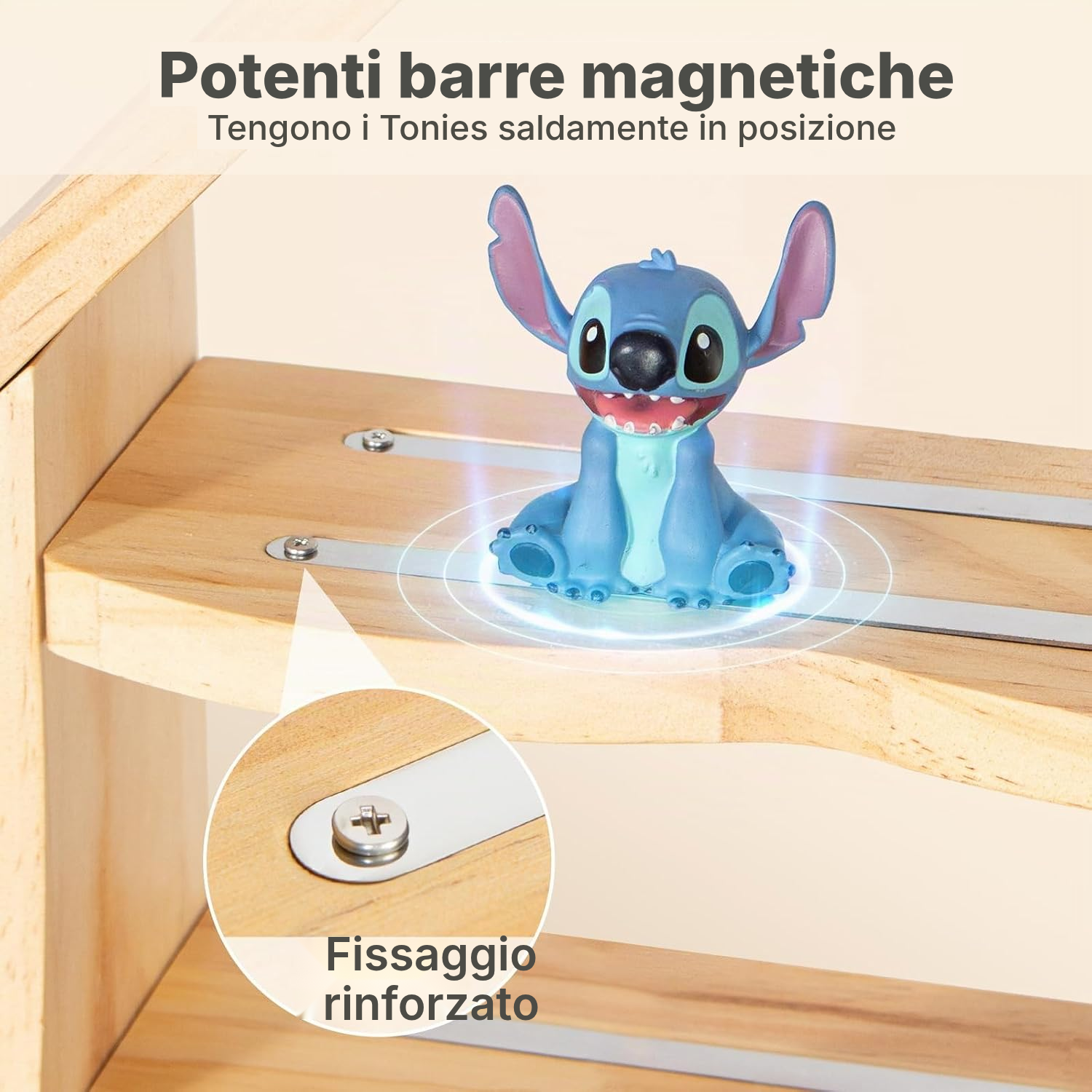 Mensola magnetica Toniebox/Tonies – legno con ganci, 62 cm — 4