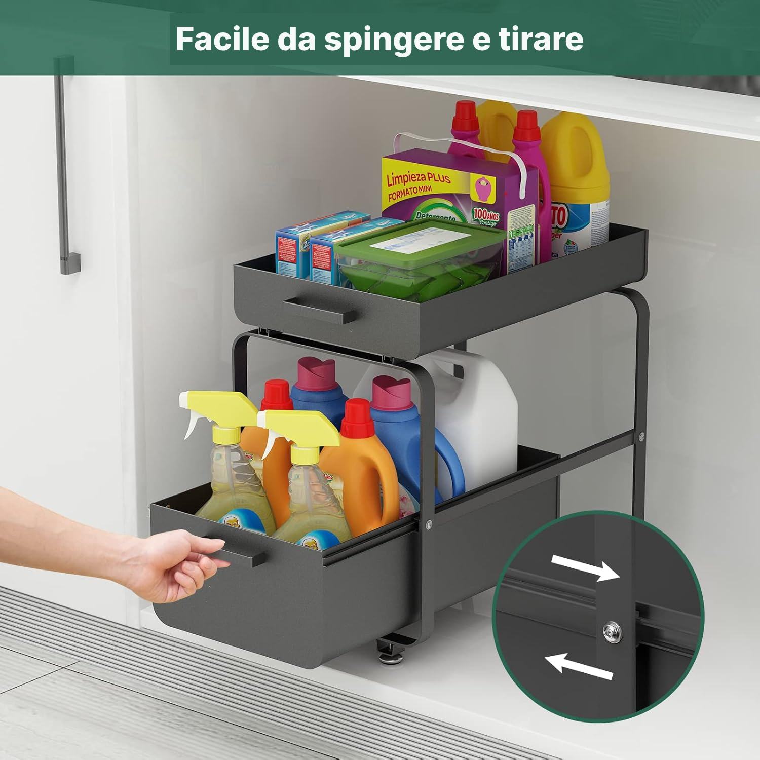Organizer cucina sottolavello nero – accesso facile — 3