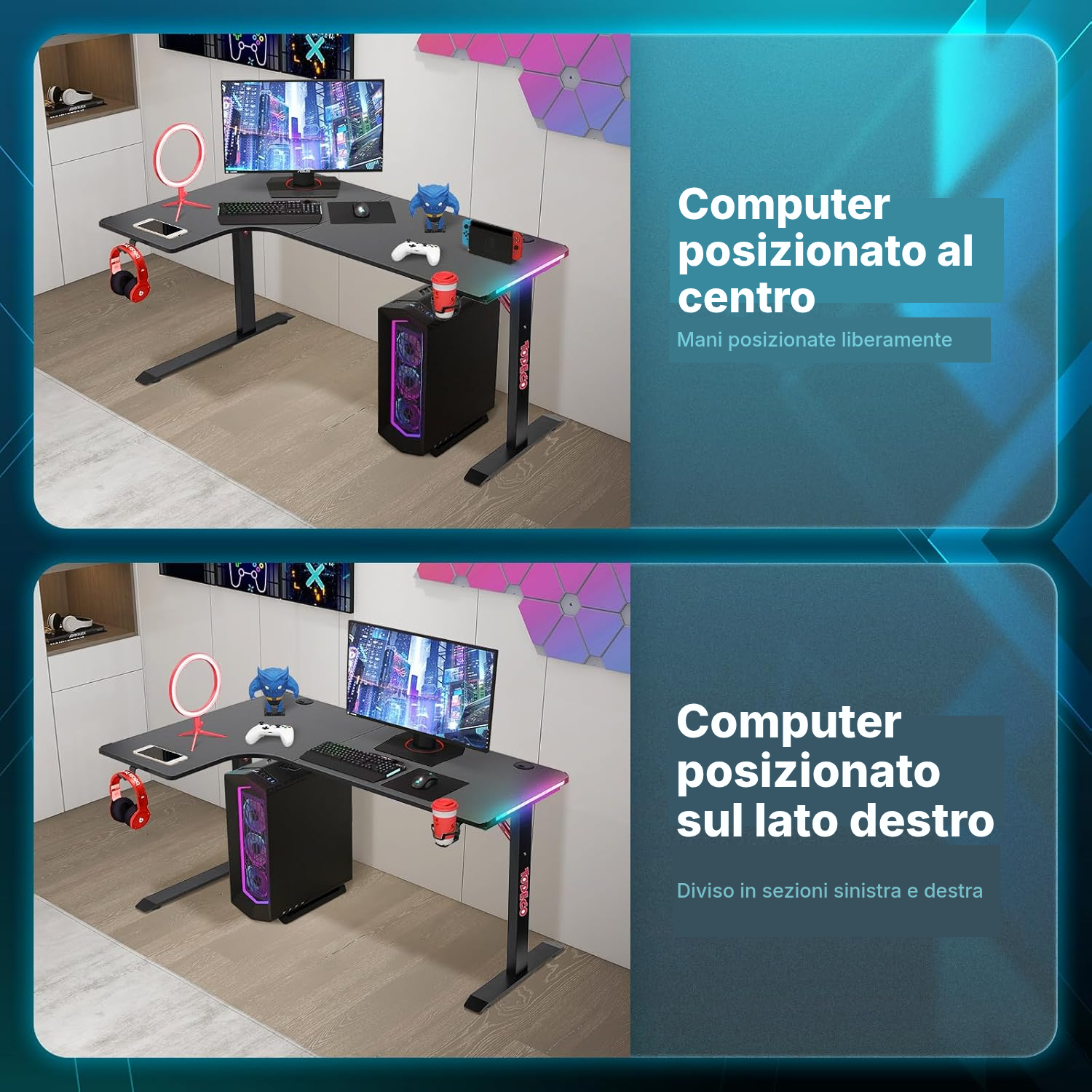 Scrivania con angolo 140 cm – LED RGB — 2