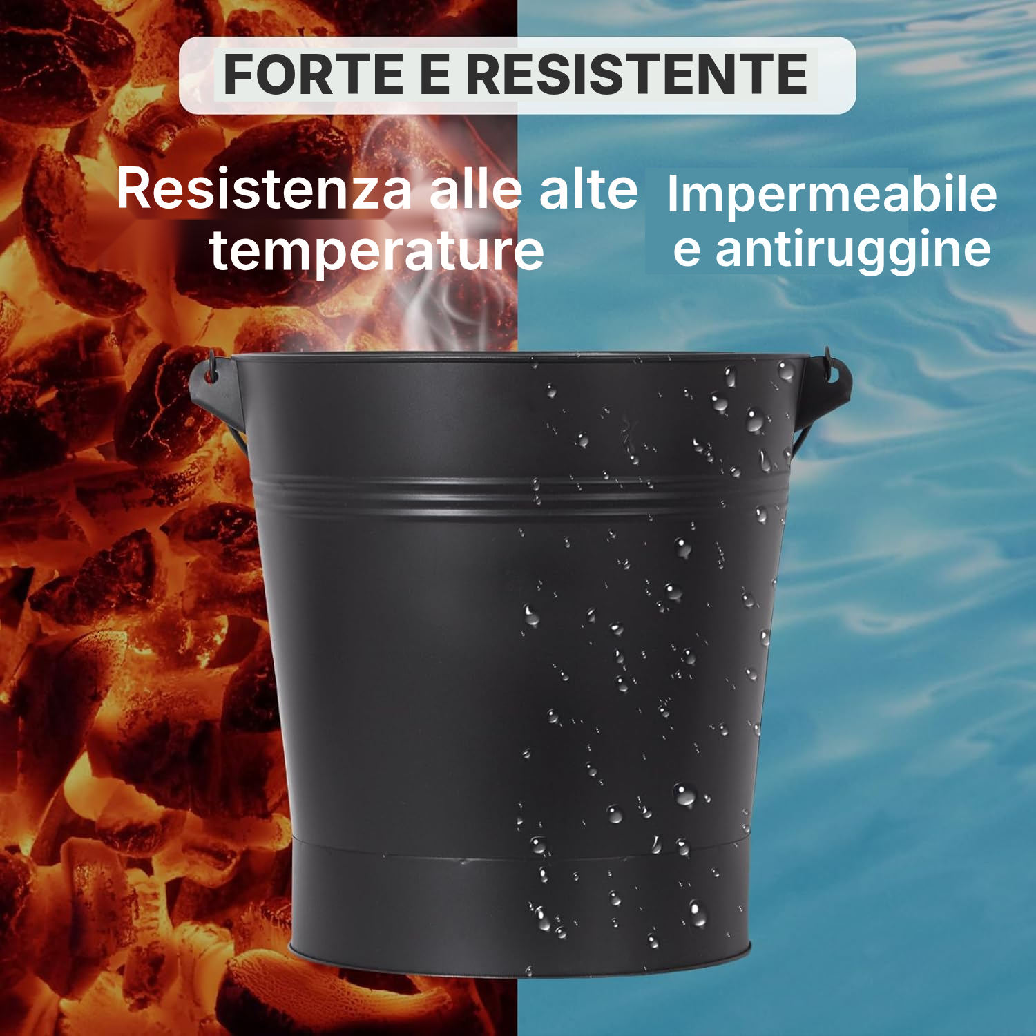 Secchio cenere 24 L con attrezzi per camino — 4