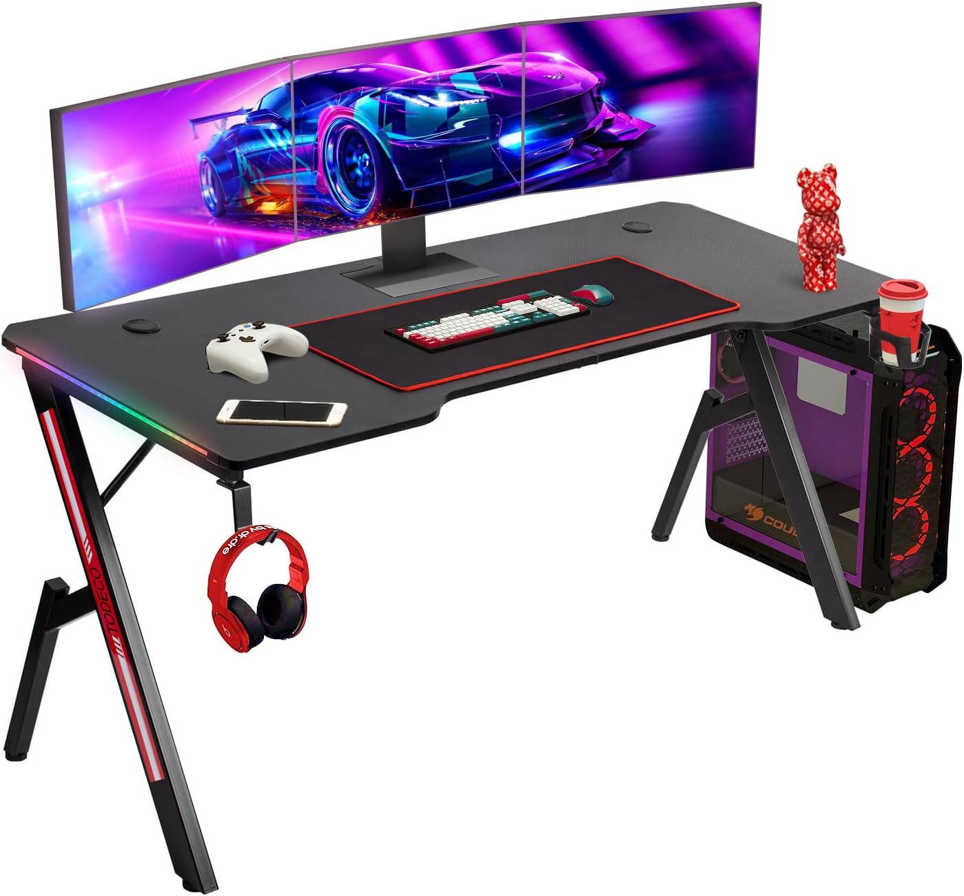 Scrivania da gaming 160 cm con LED RGB
