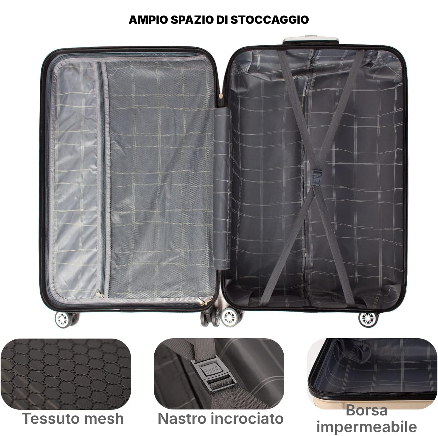 Set di 3 valigie rigide champagne — 2