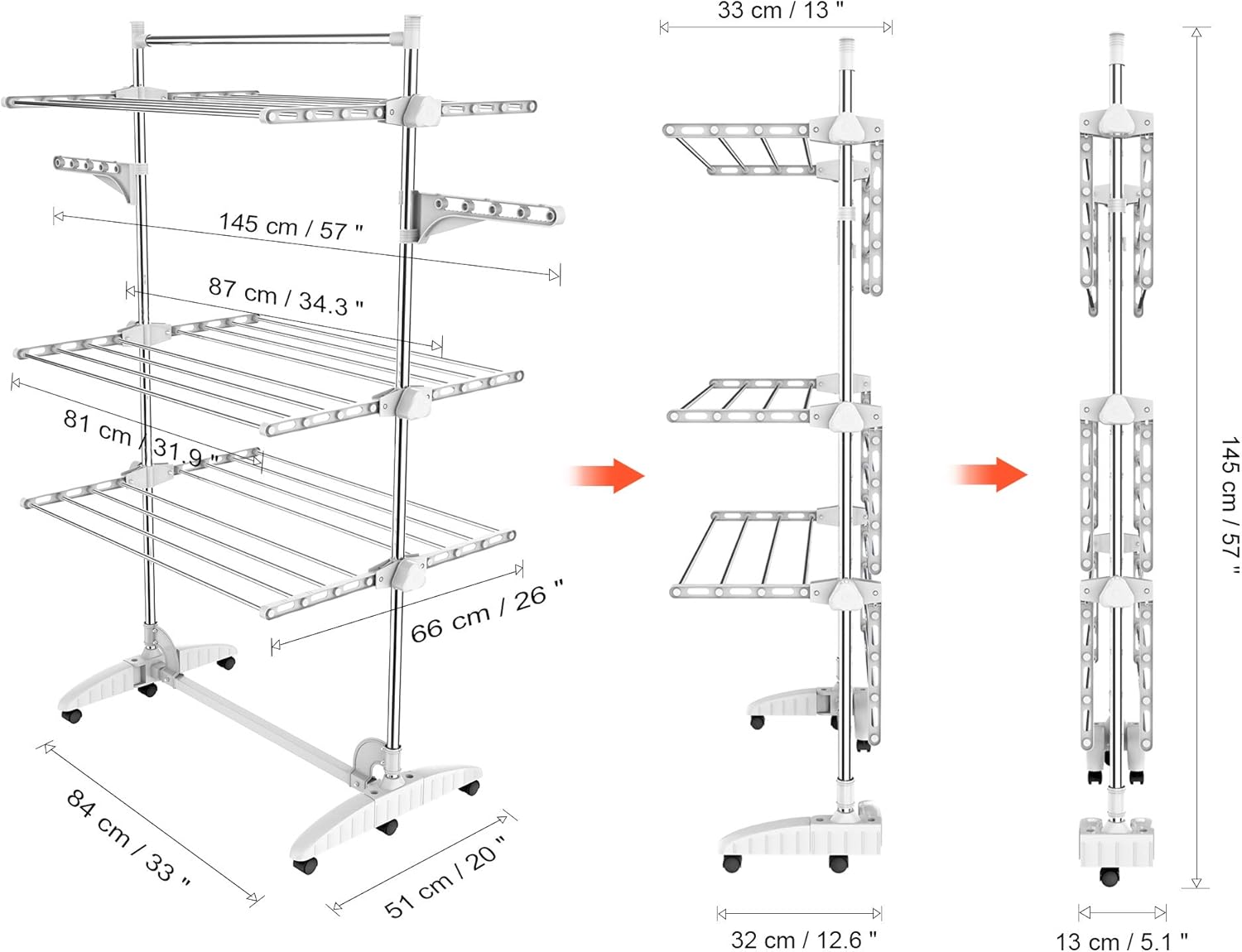 Stendino balcone pieghevole a 3 ripiani — 6