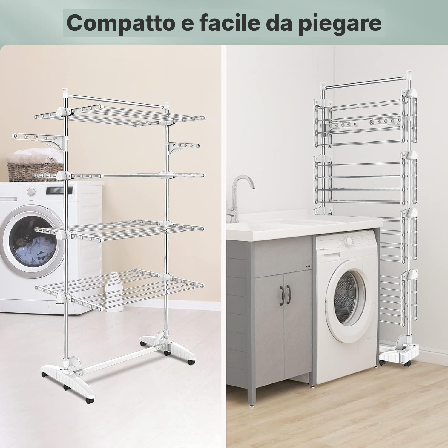 Stendino verticale bianco pieghevole a 4 livelli — 4