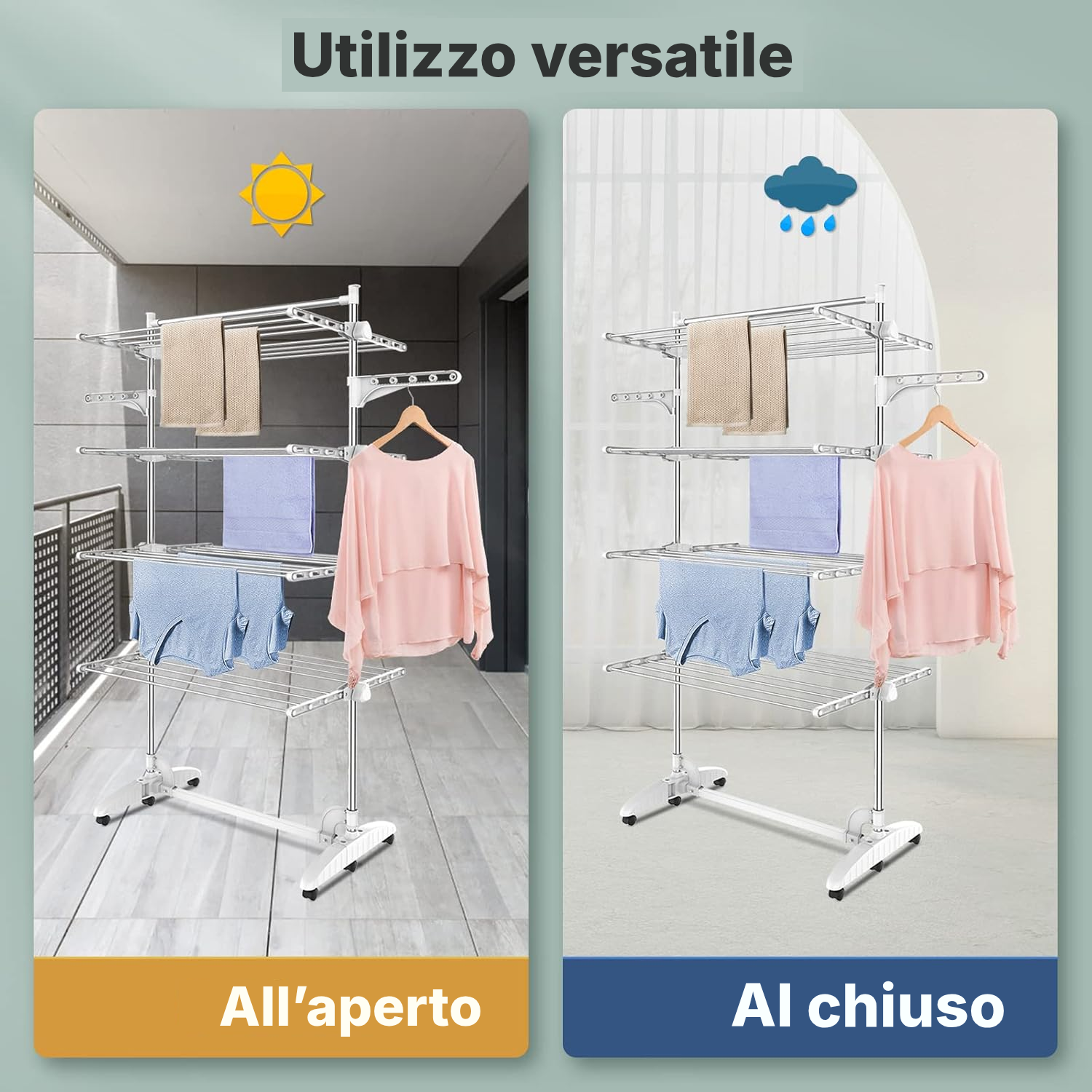 Stendino verticale bianco pieghevole a 4 livelli — 5