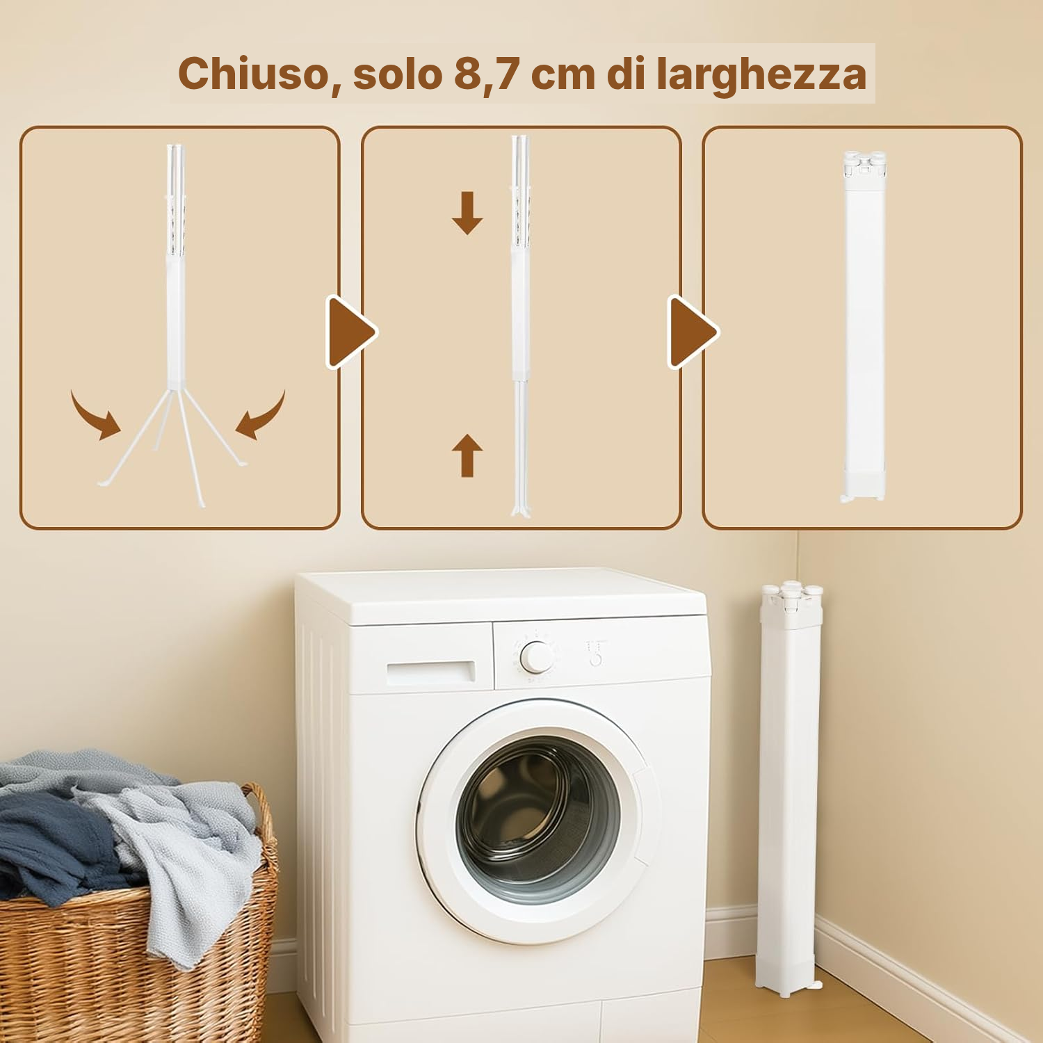 Stendino biancheria da balcone 127 cm in acciaio — 3