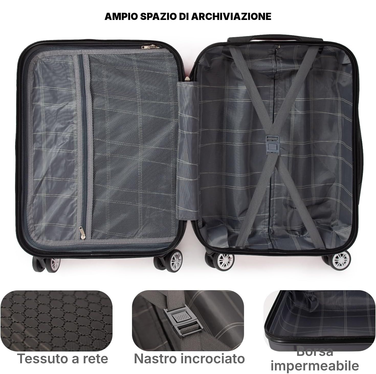 Valigia media rigida 63 × 44 × 25 cm, viaggio sicuro — 2