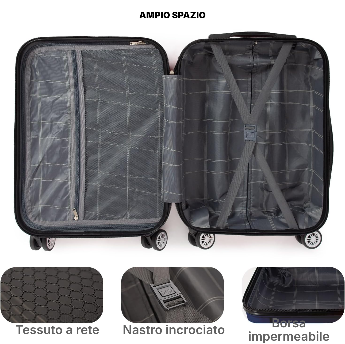 Trolley rigido blu scuro protetto, ruote sostituibili — 2