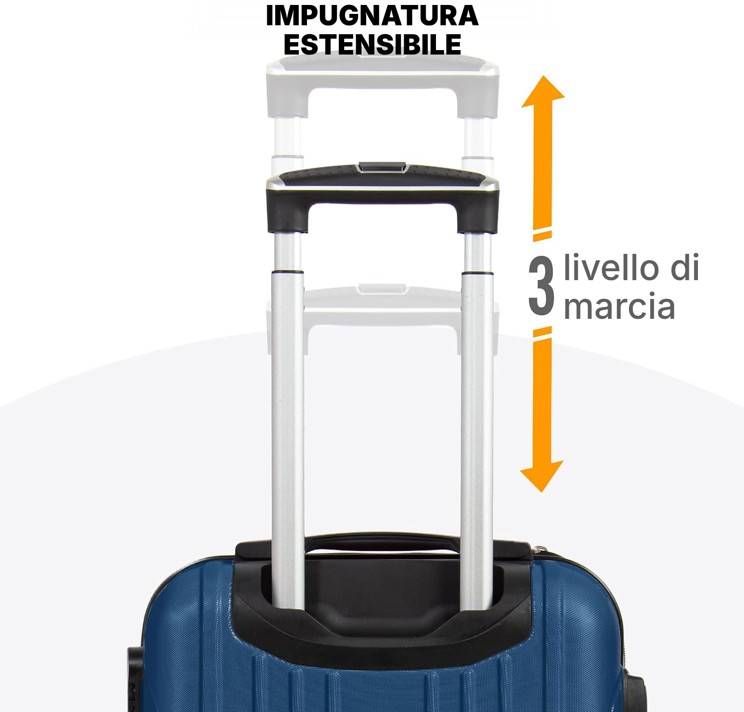Trolley rigido blu scuro protetto, ruote sostituibili — 6