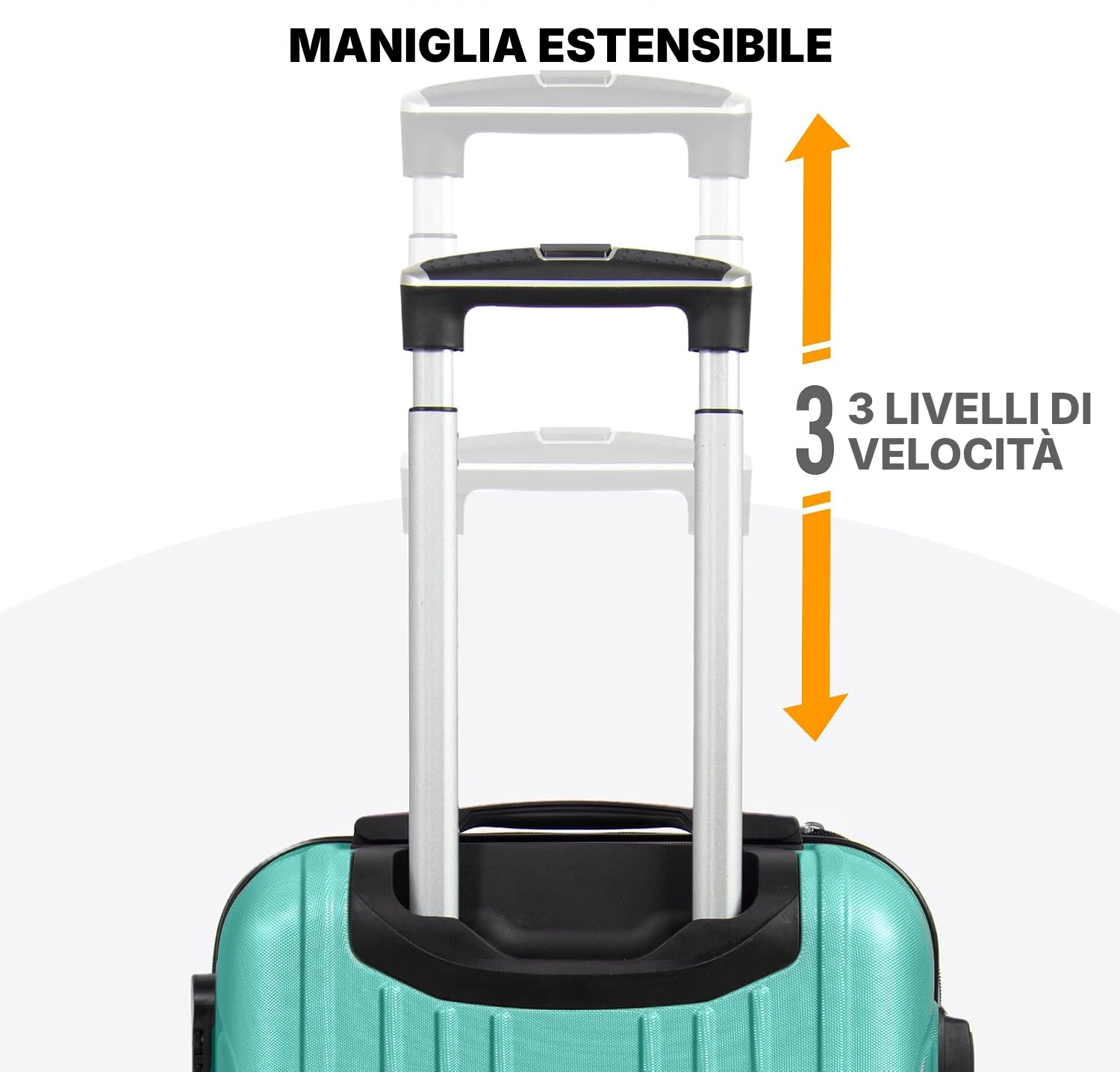 Valigia rigida verde con ruote, pronta a partire — 6