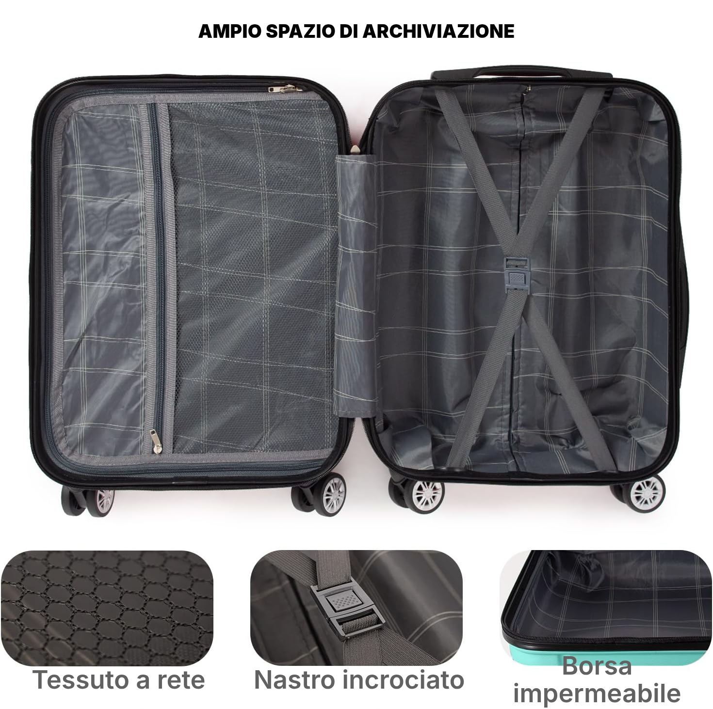 Valigia rigida verde 63 × 44 × 25 cm, formato medio — 2