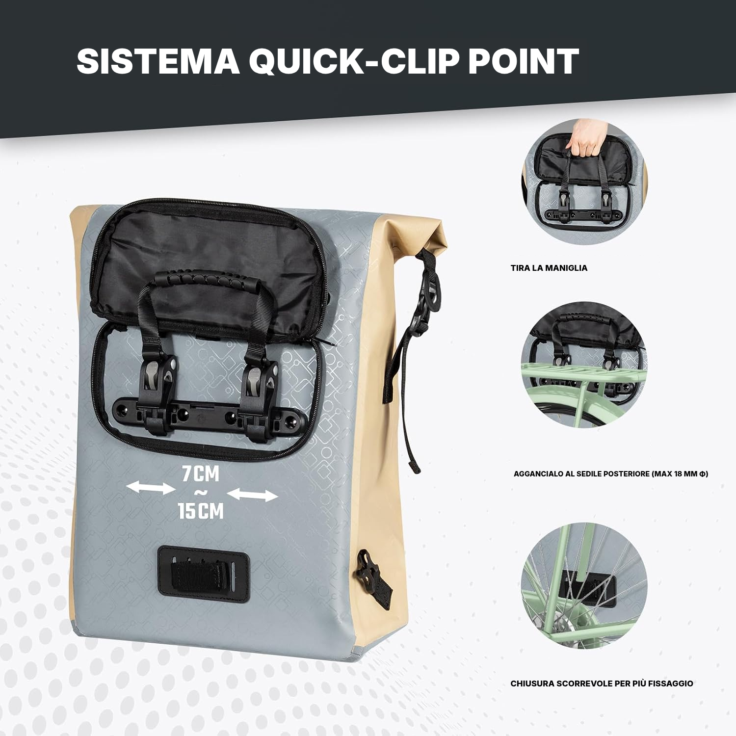 Borsa per biciclette 3-in-1 beige — 4
