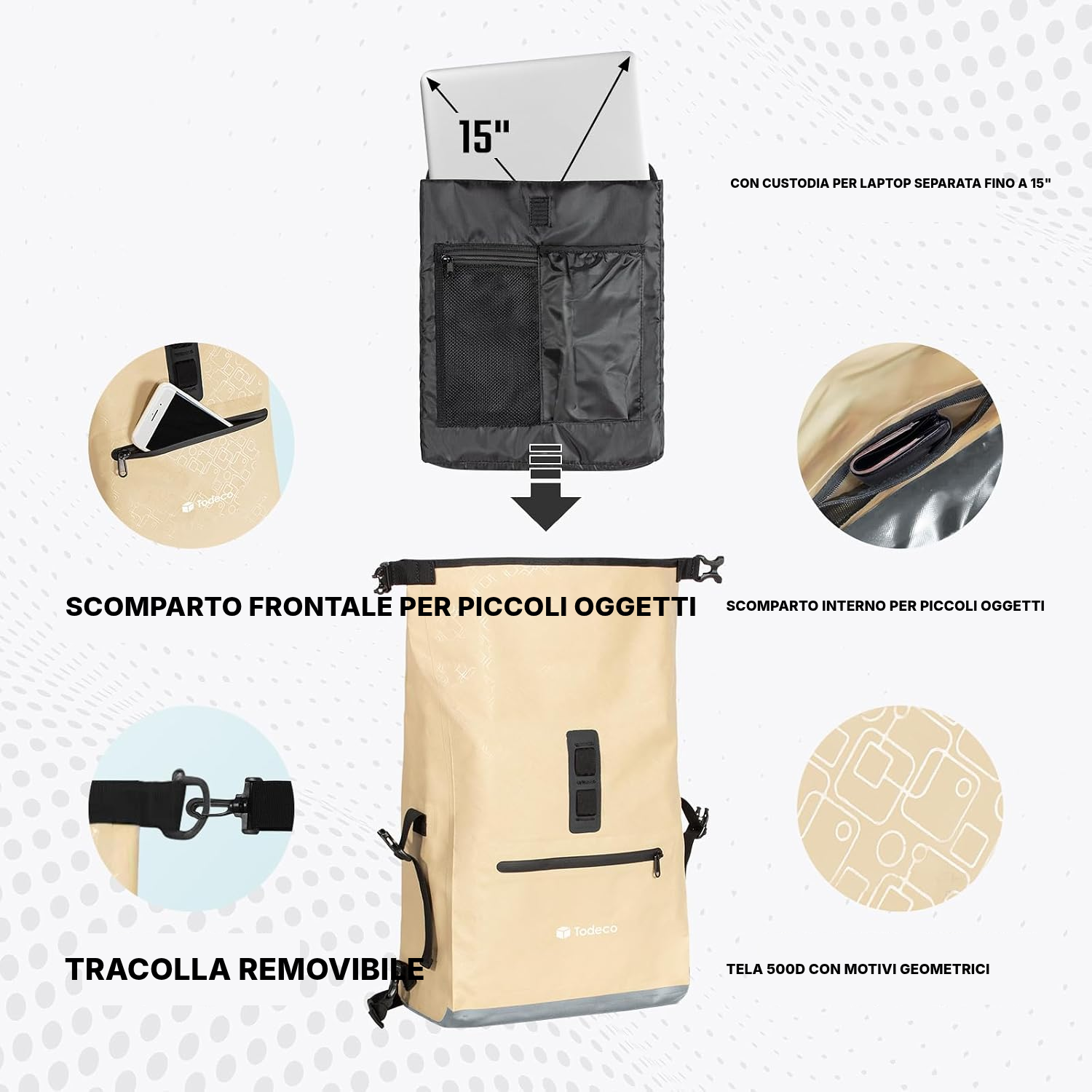 Borsa per biciclette 3-in-1 beige — 6