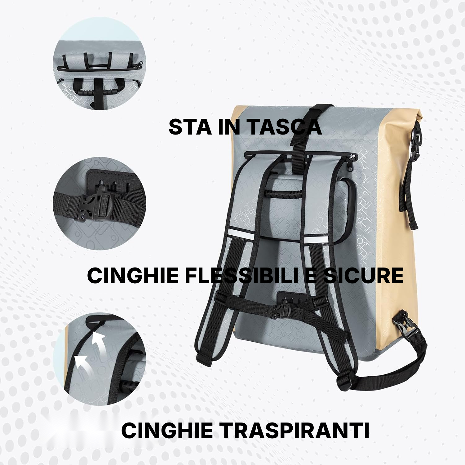 Borsa per biciclette 3-in-1 beige — 7