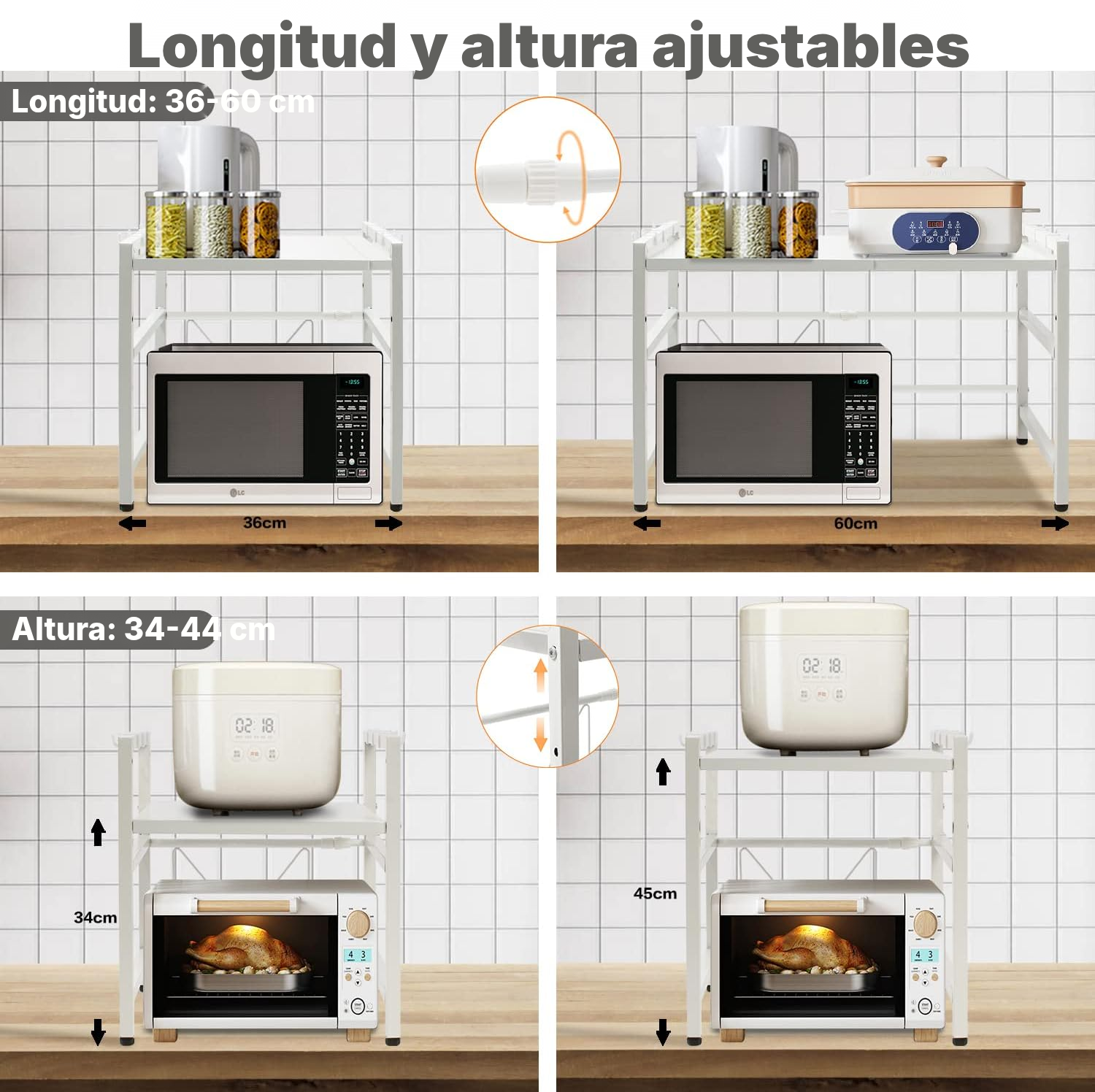 Estante para microondas extensible blanco — 2