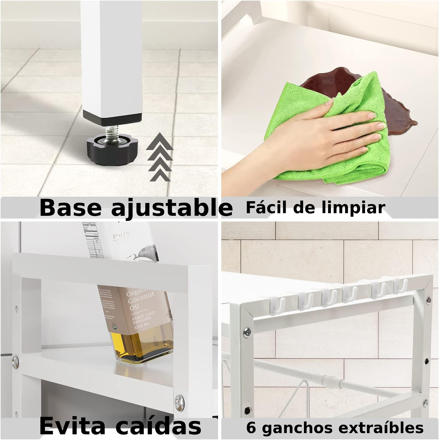 Estante para microondas extensible blanco — 3