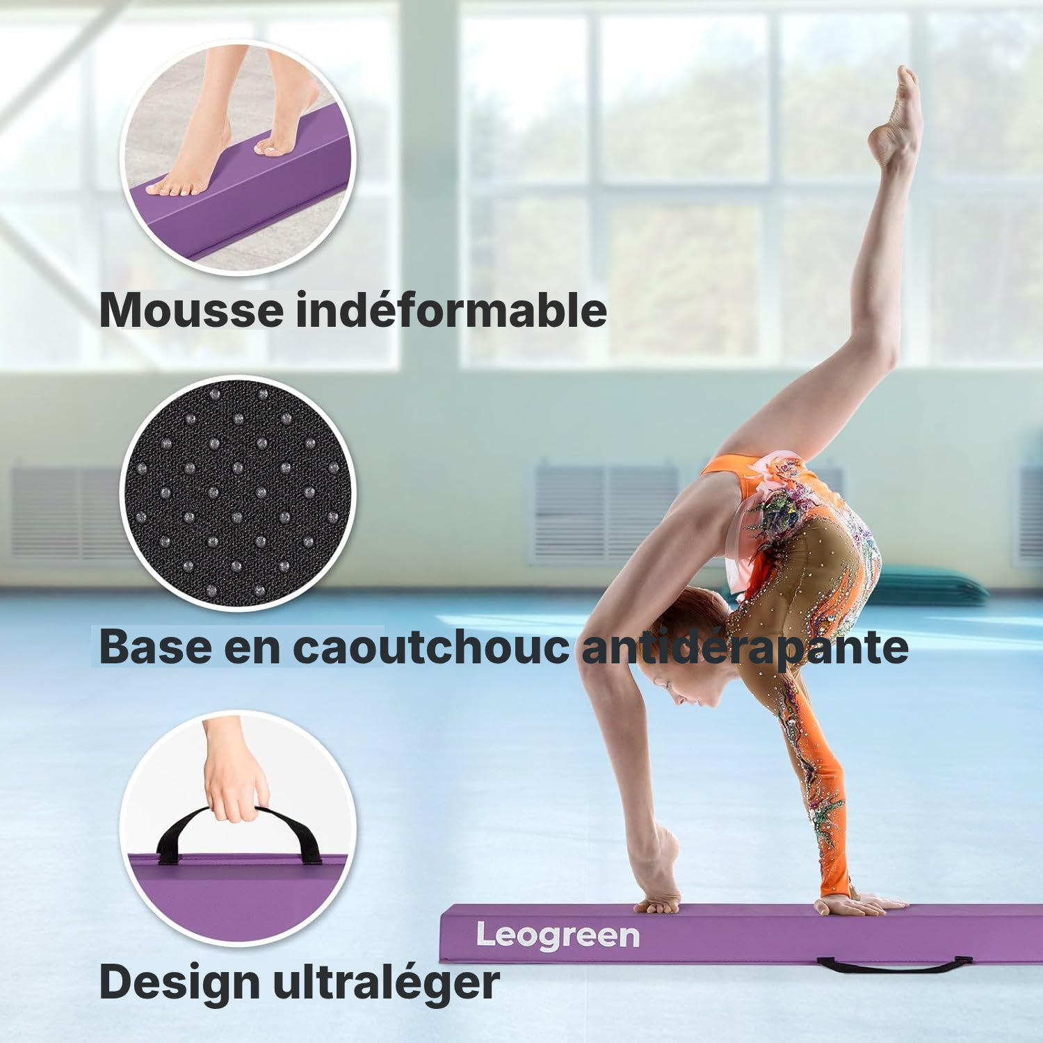Poutre pour gym pliable violette 270 cm — 2