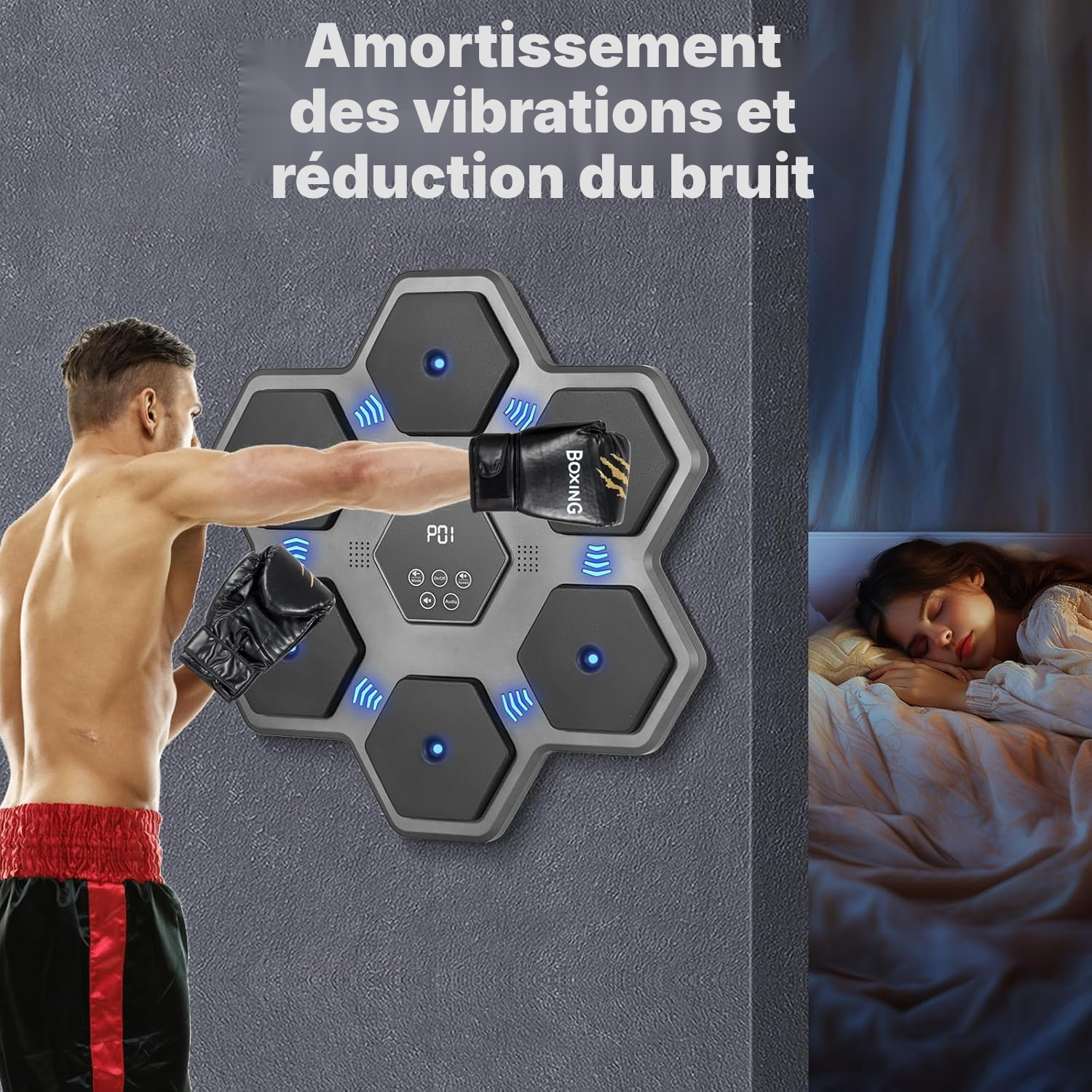 Machine de boxe musicale Hexa murale 45 cm avec gants — 8