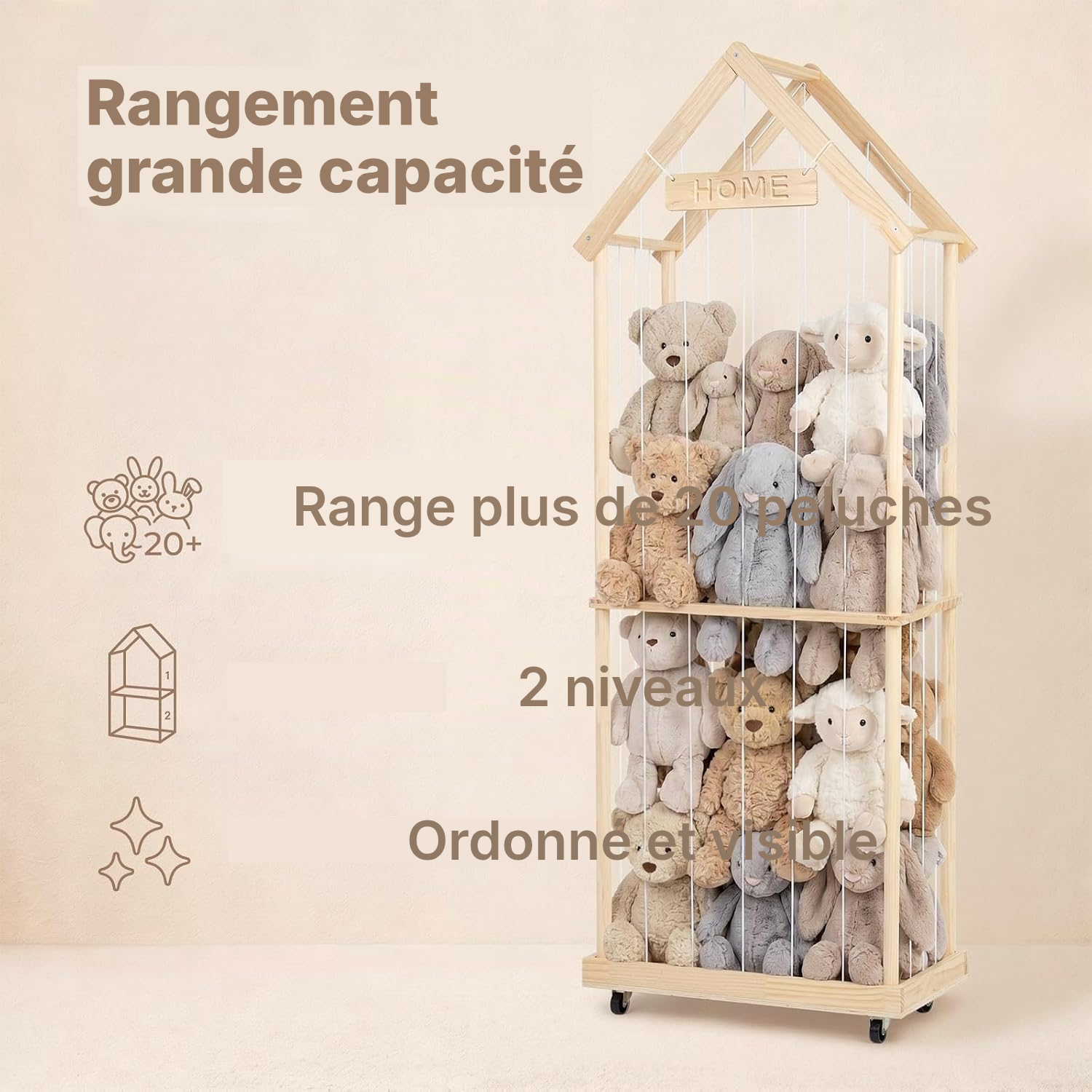 Meuble pour ranger des jouets – 164 cm, 2 niveaux — 3