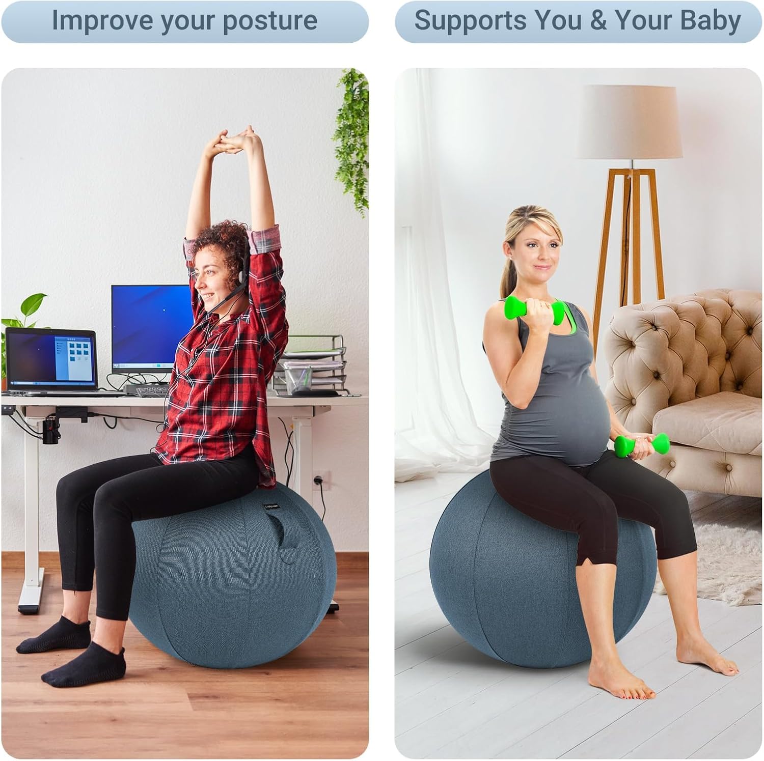 Fitnessbal blauw 14 cm voor actief zitten — 7