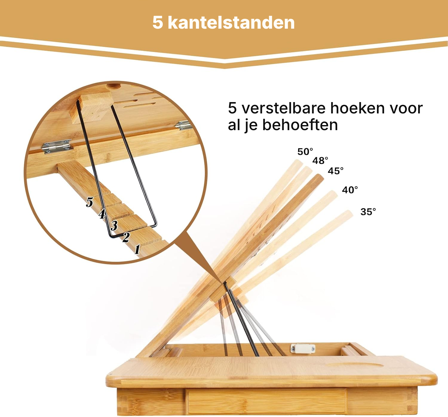 Inklapbare tafel van bamboe voor bed — 4