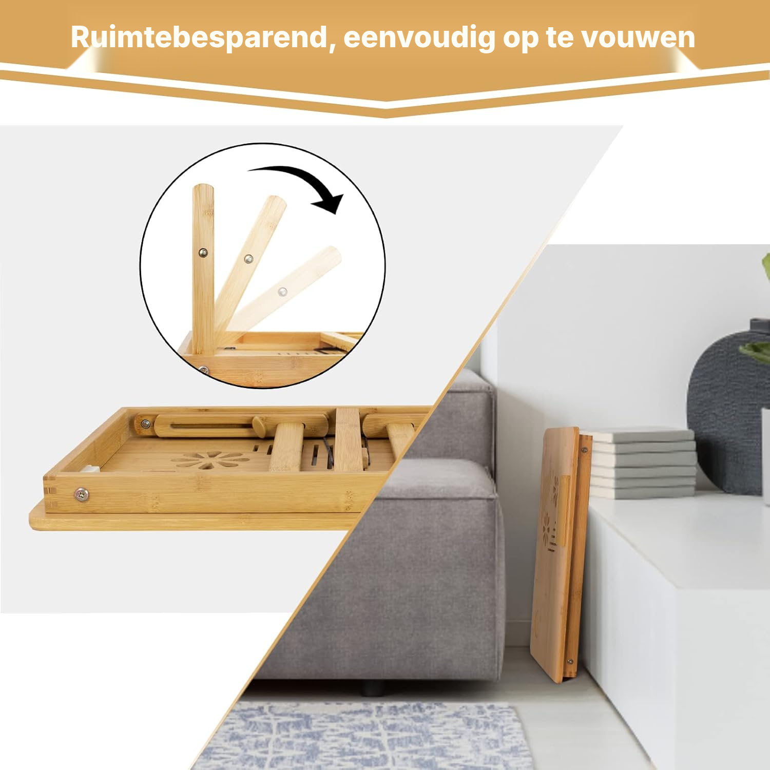 Inklapbare tafel van bamboe voor bed — 5