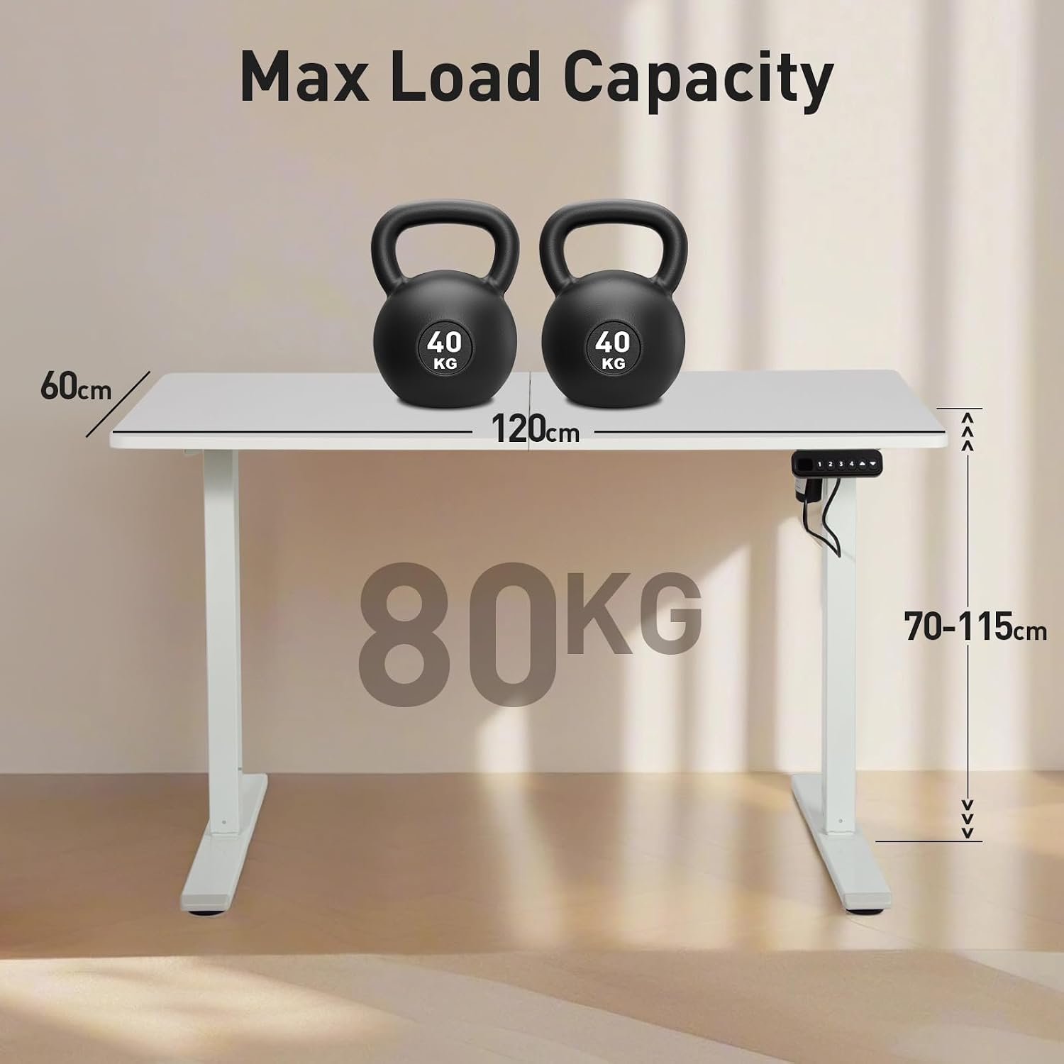 Bureau sta zit gaming wit 70-115 cm — 2