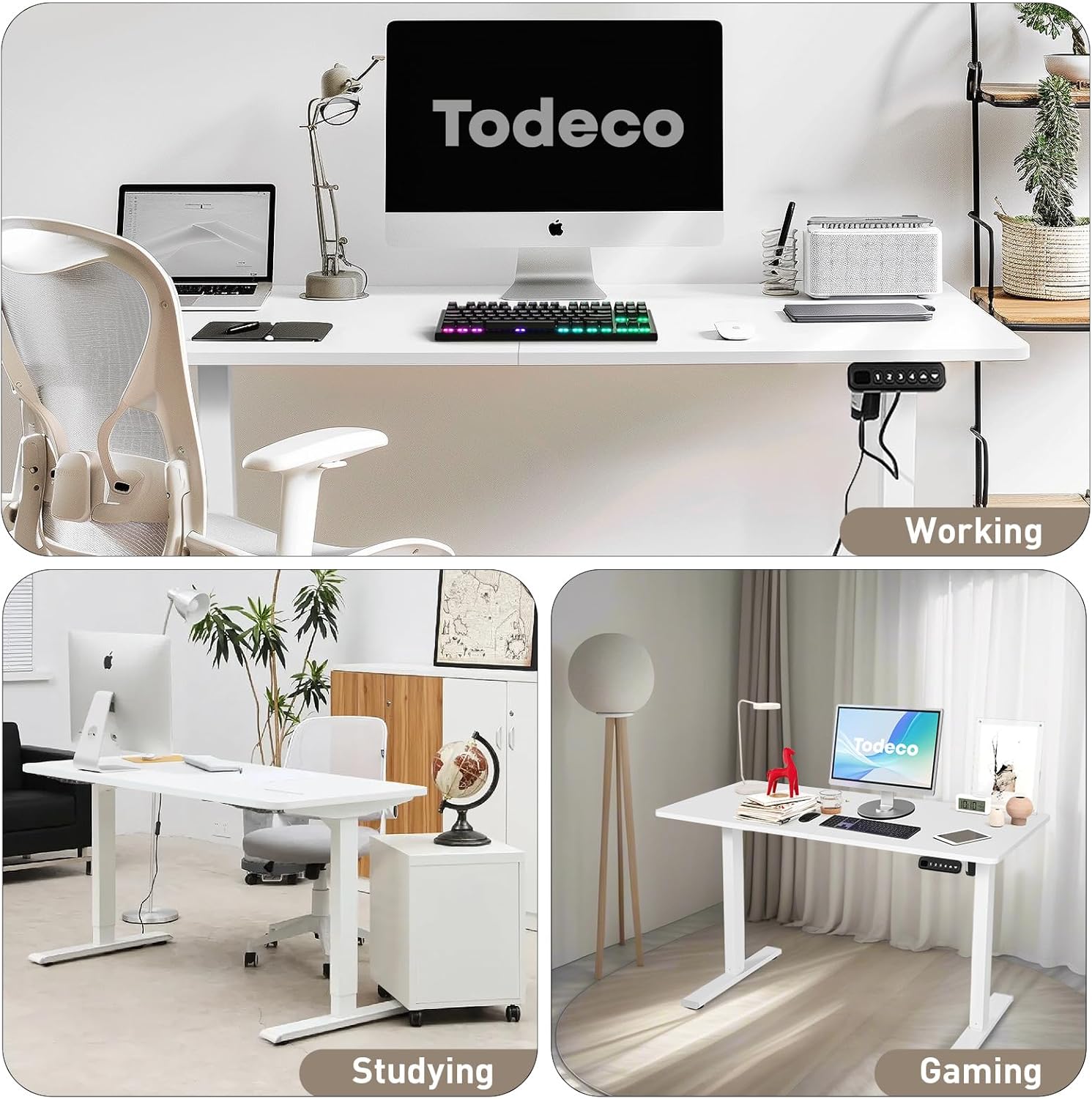 Bureau sta zit gaming wit 70-115 cm — 7