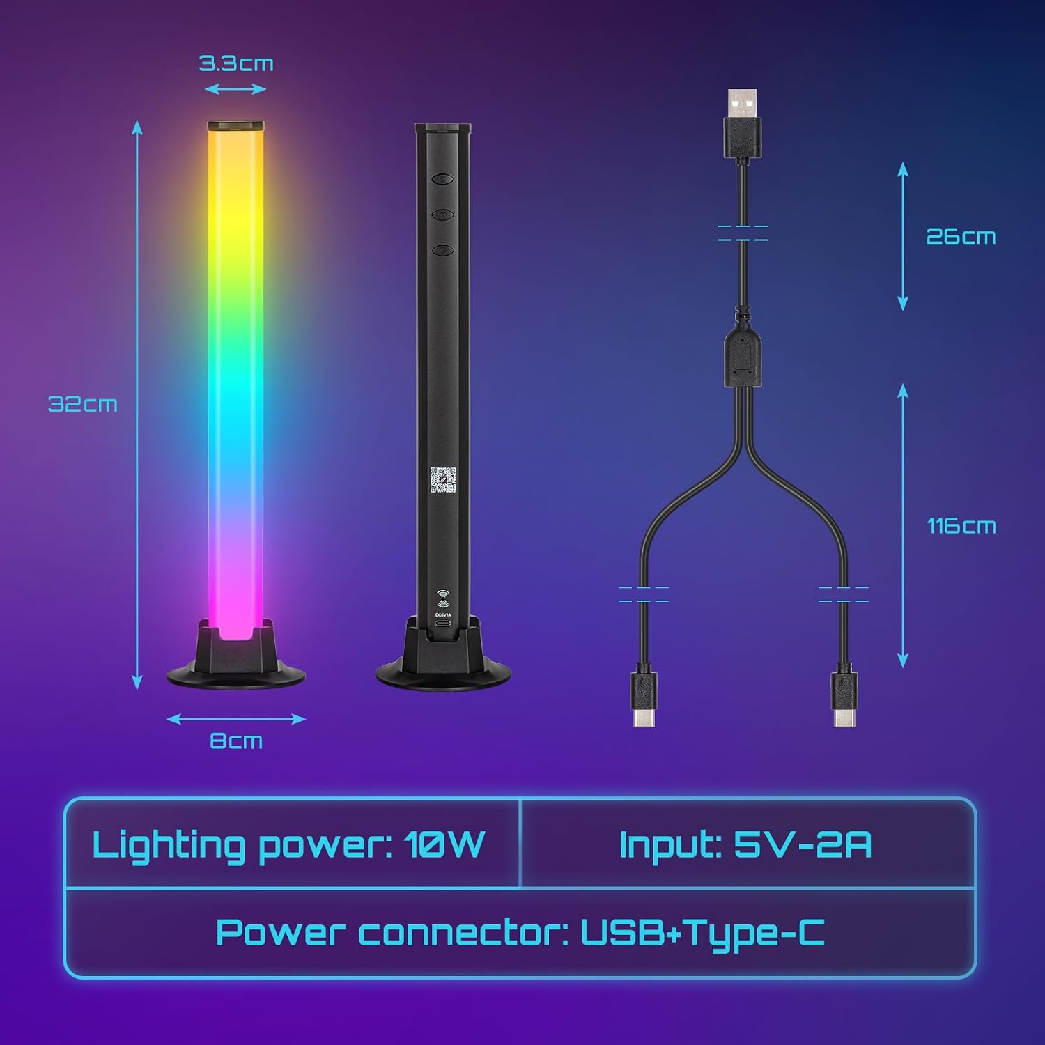 Bureaulamp RGB gaming met 16 miljoen kleuren — 6