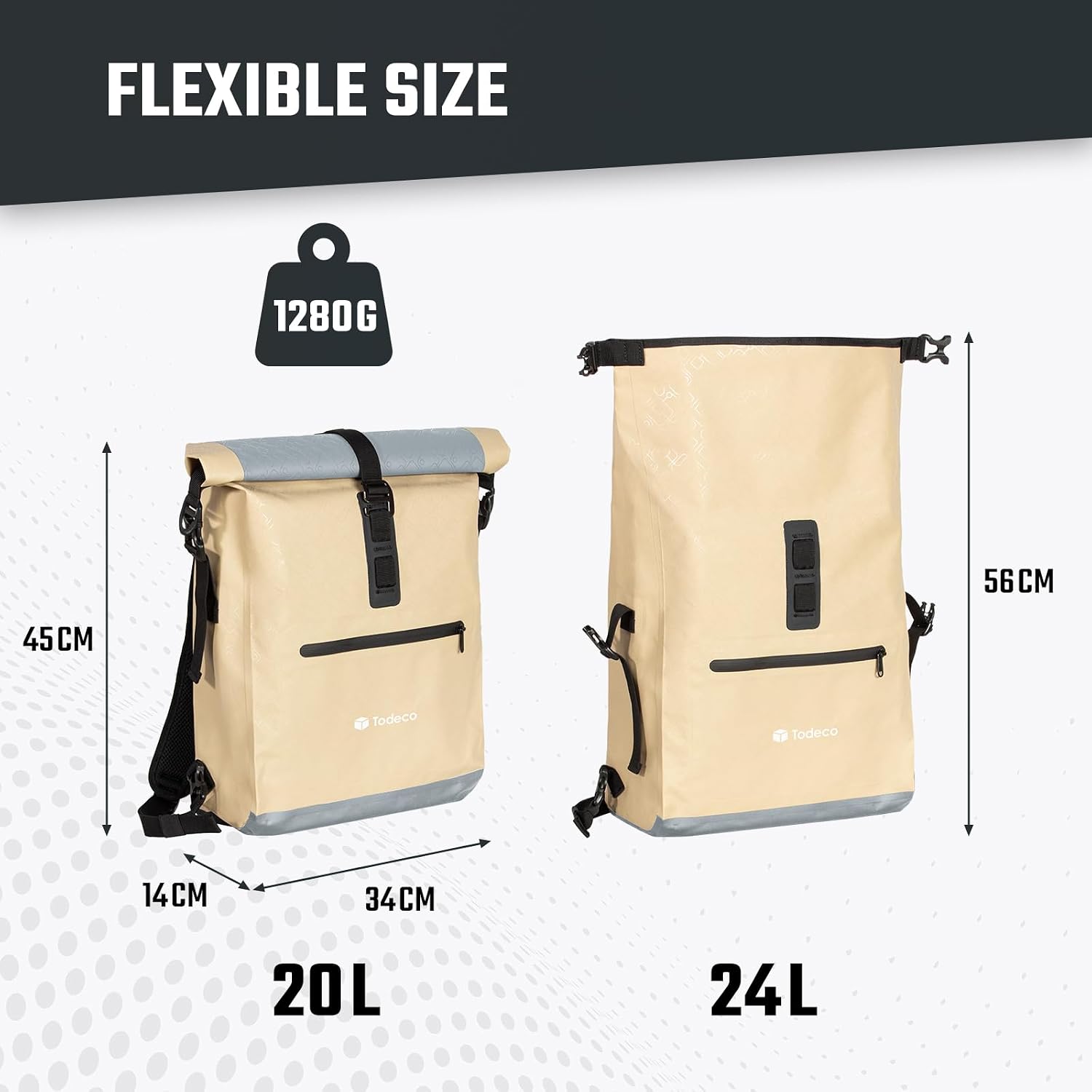 Waterdichte fietstas 3-in-1 beige — 5