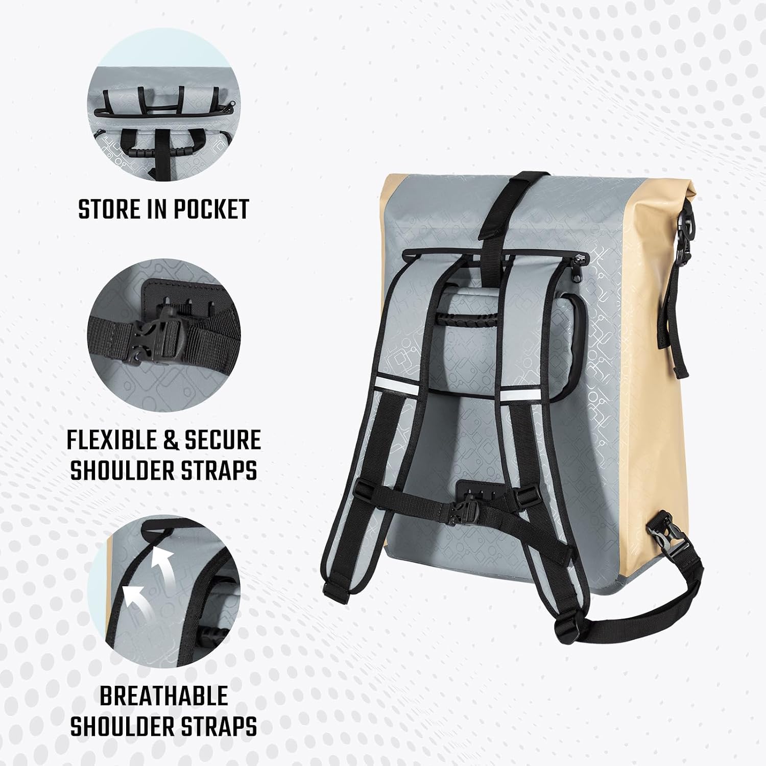 Waterdichte fietstas 3-in-1 beige — 7