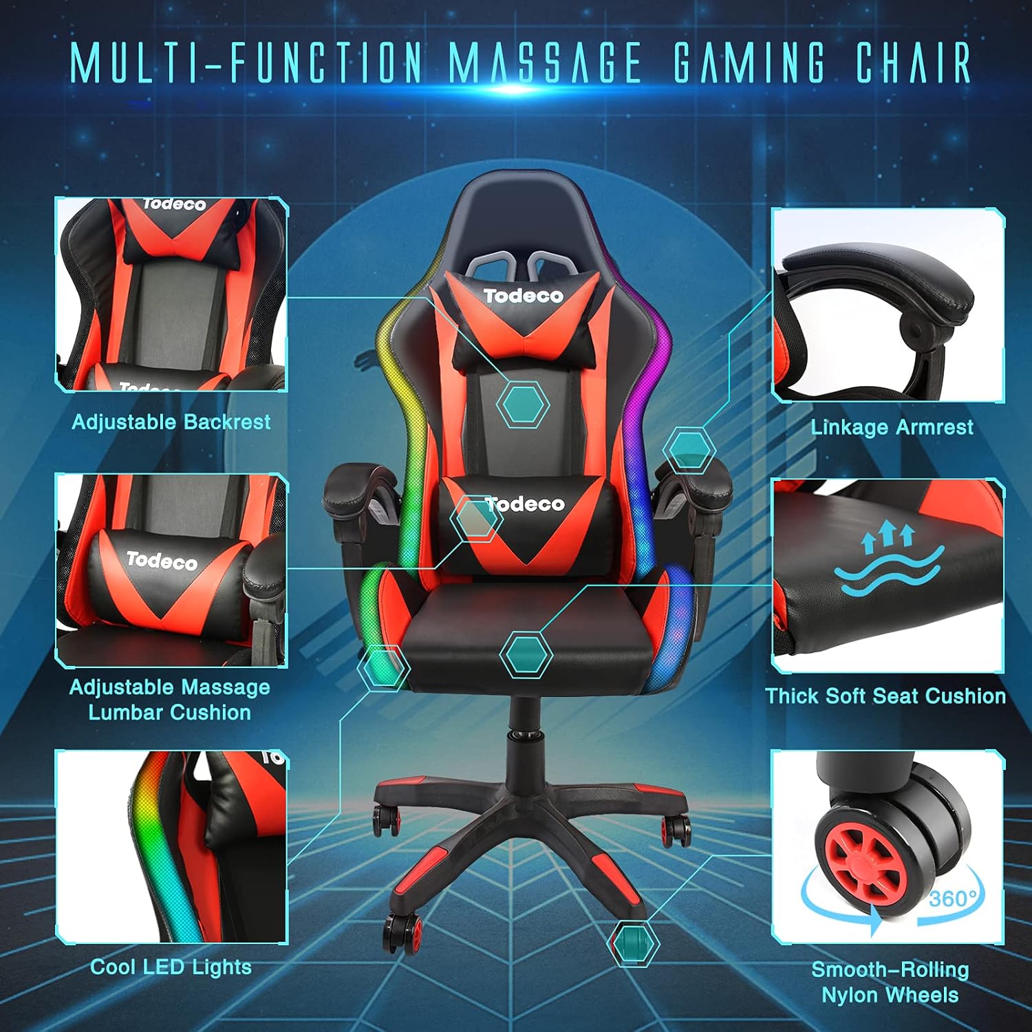 Ergonomische bureaustoel met massage — 3