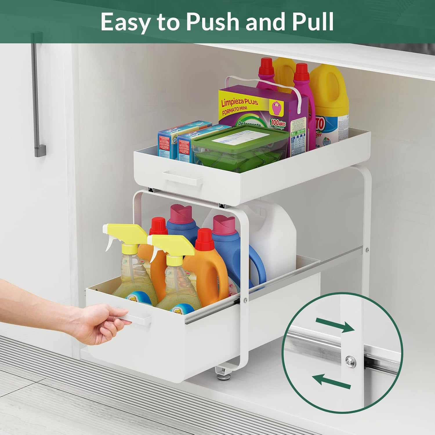 Keuken kast organizer, wit – 2 niveaus — 3