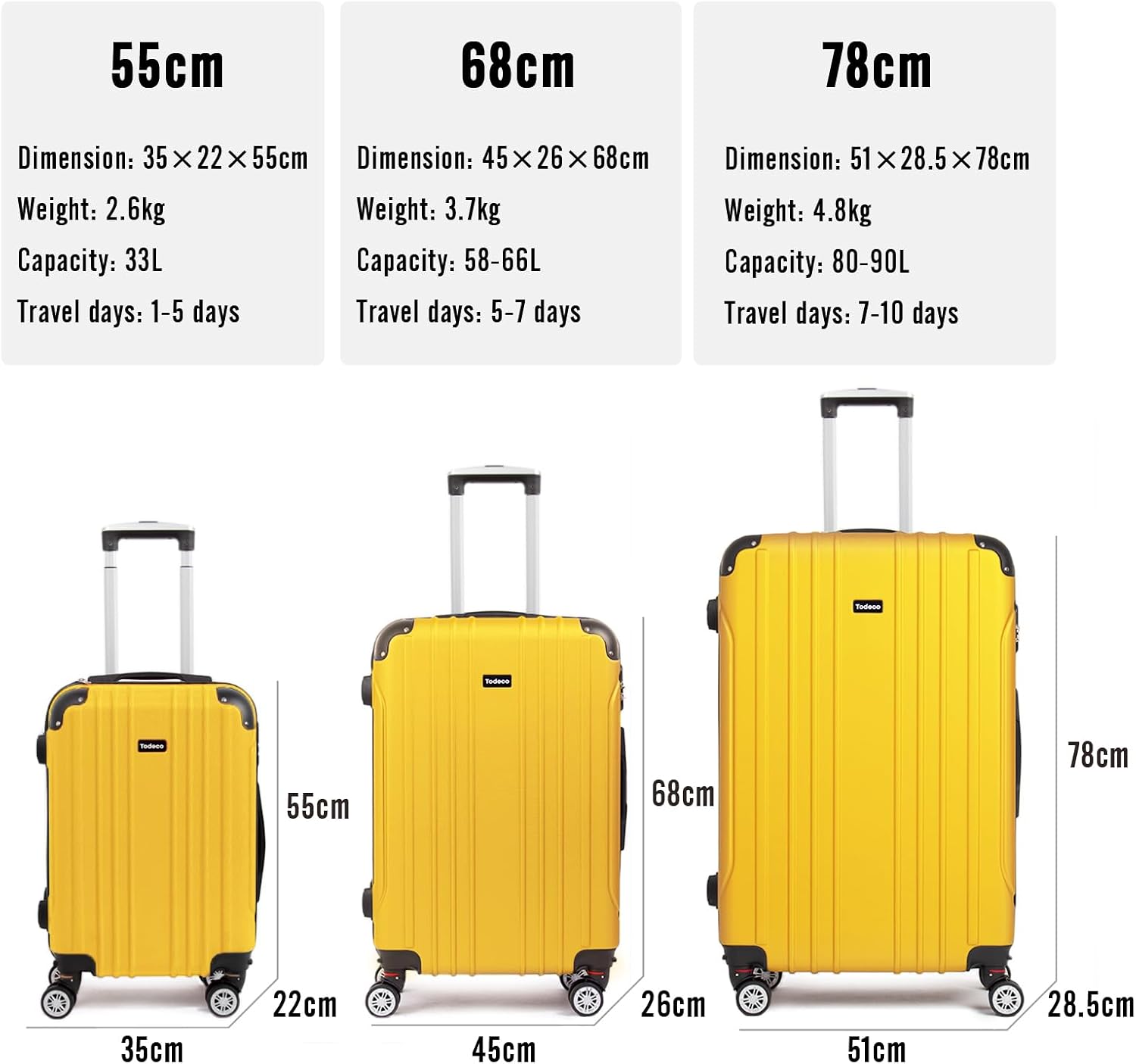 Gele harde reiskoffer 63 × 44 × 25 cm — 4