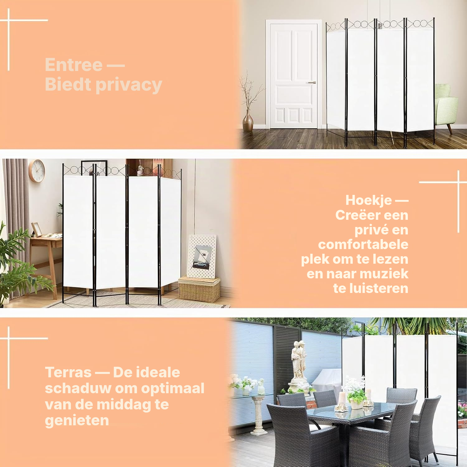 Kamer scherm wit, inklapbaar – privacy — 2