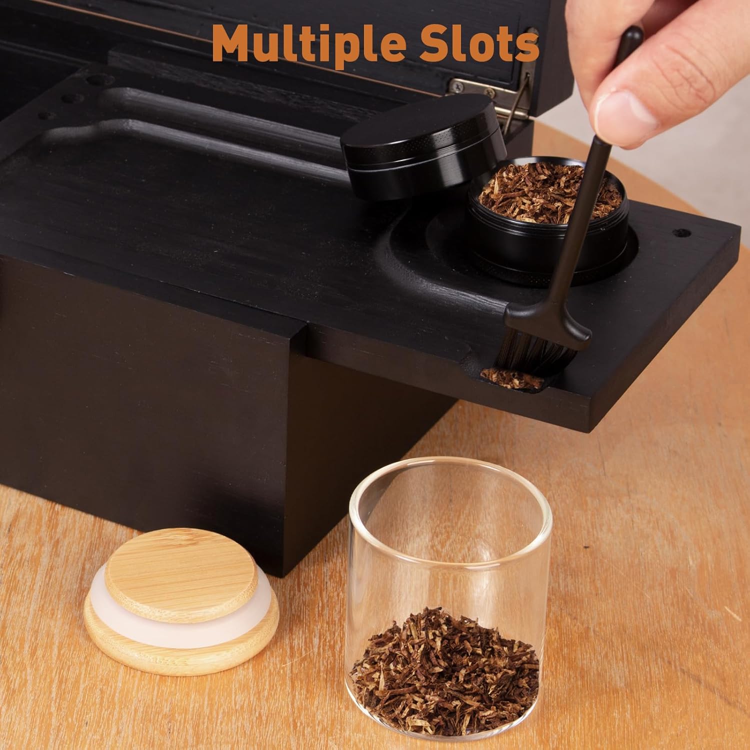 Zwarte bamboe opbergdoos met slot — 4