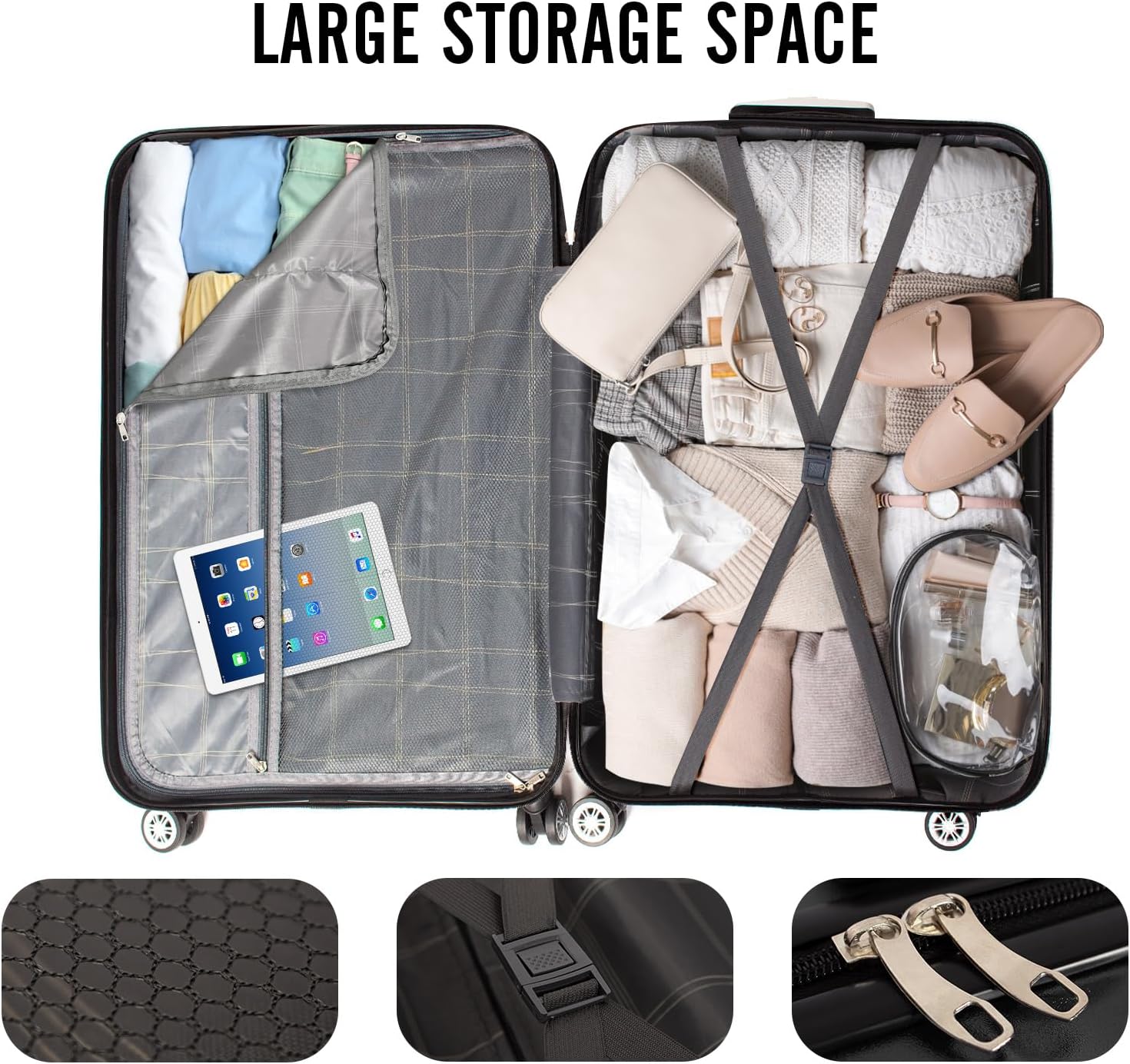Grootte reiskoffer: 78 cm, zwart, 80 L — 2